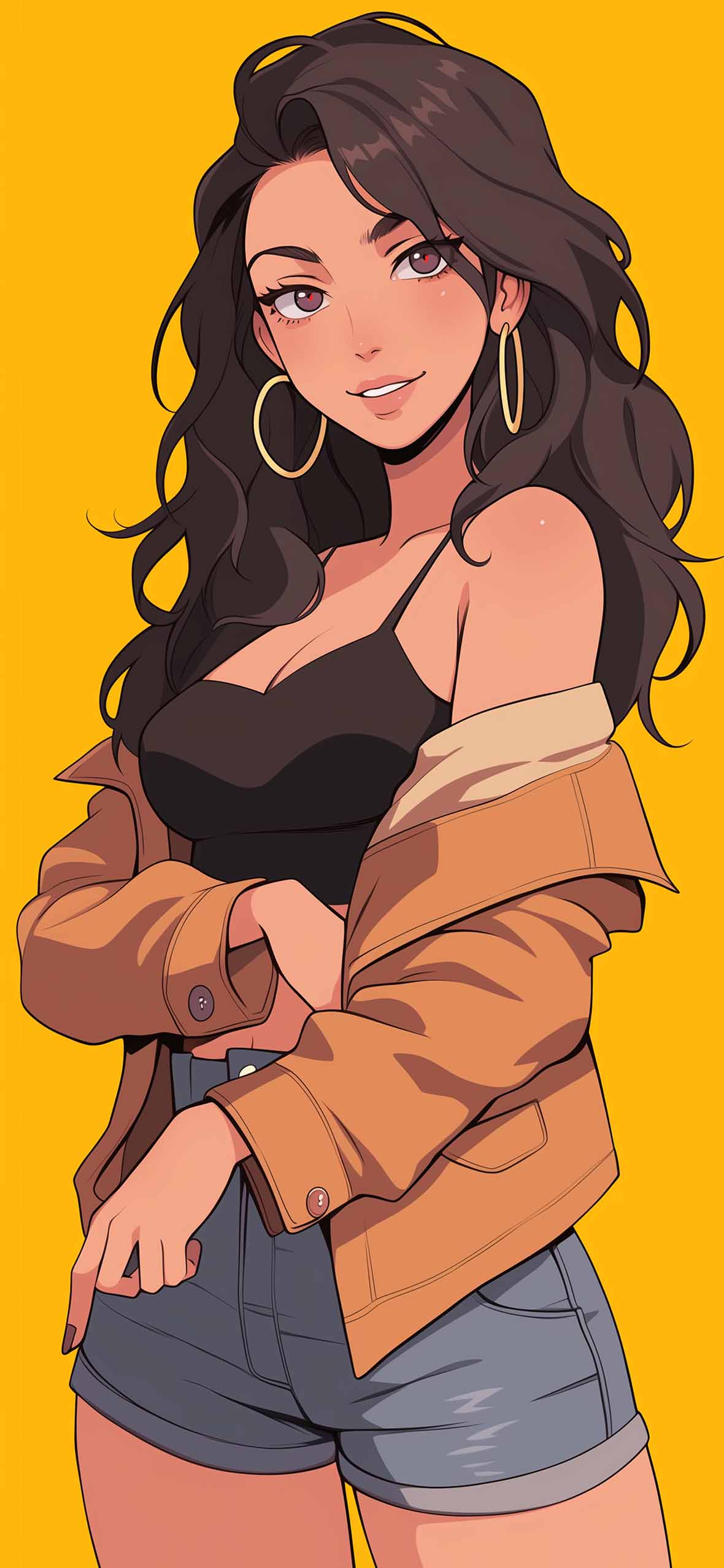 1180x2554 Baddie Girl Cartoon Style Background Wallpaper