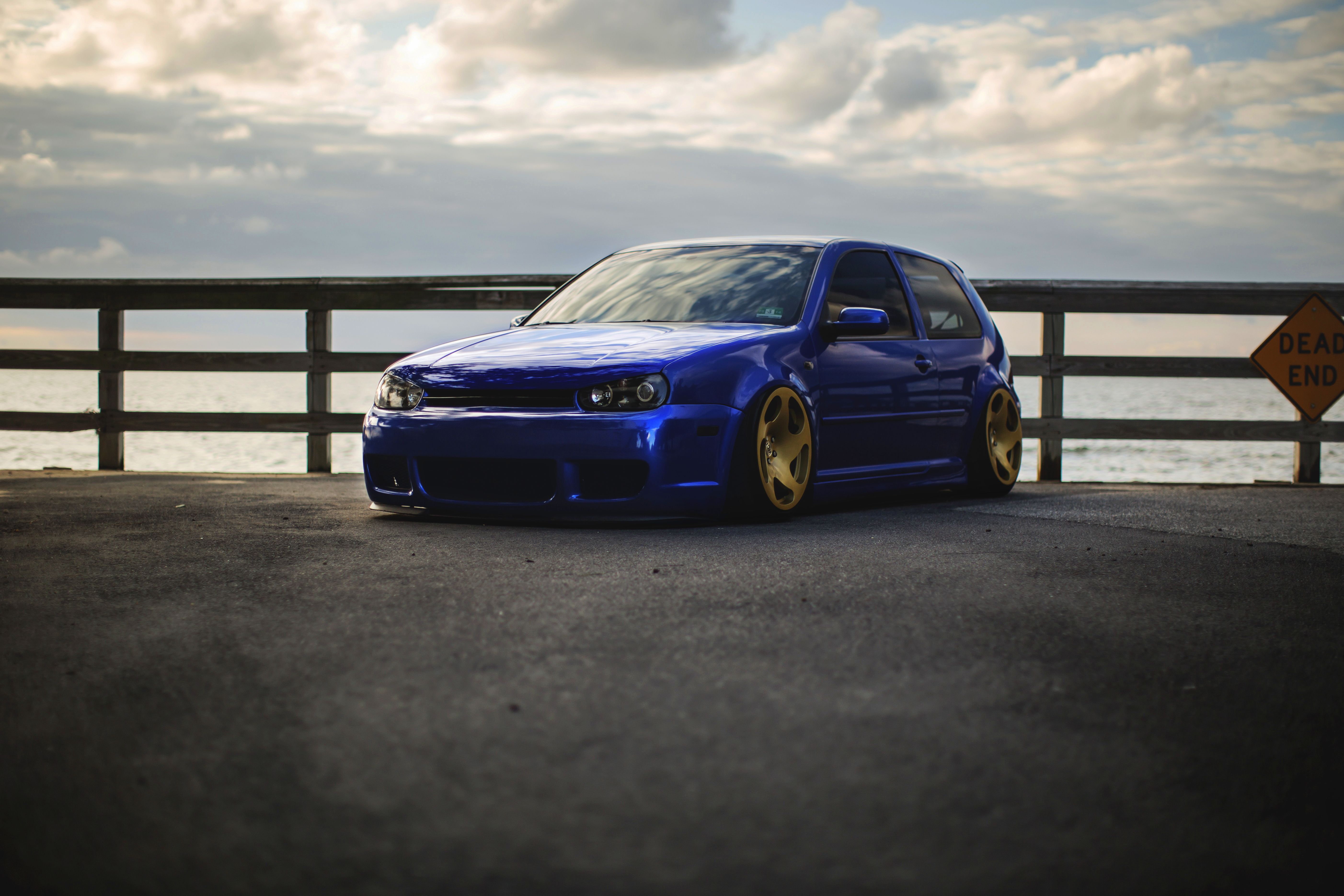 5610x3740 Wallpaper blue, tuning, Volkswagen, Golf, golf, blue, Volkswagen, stance for mobile and desktop, section volkswagen, resolution 5610x3740