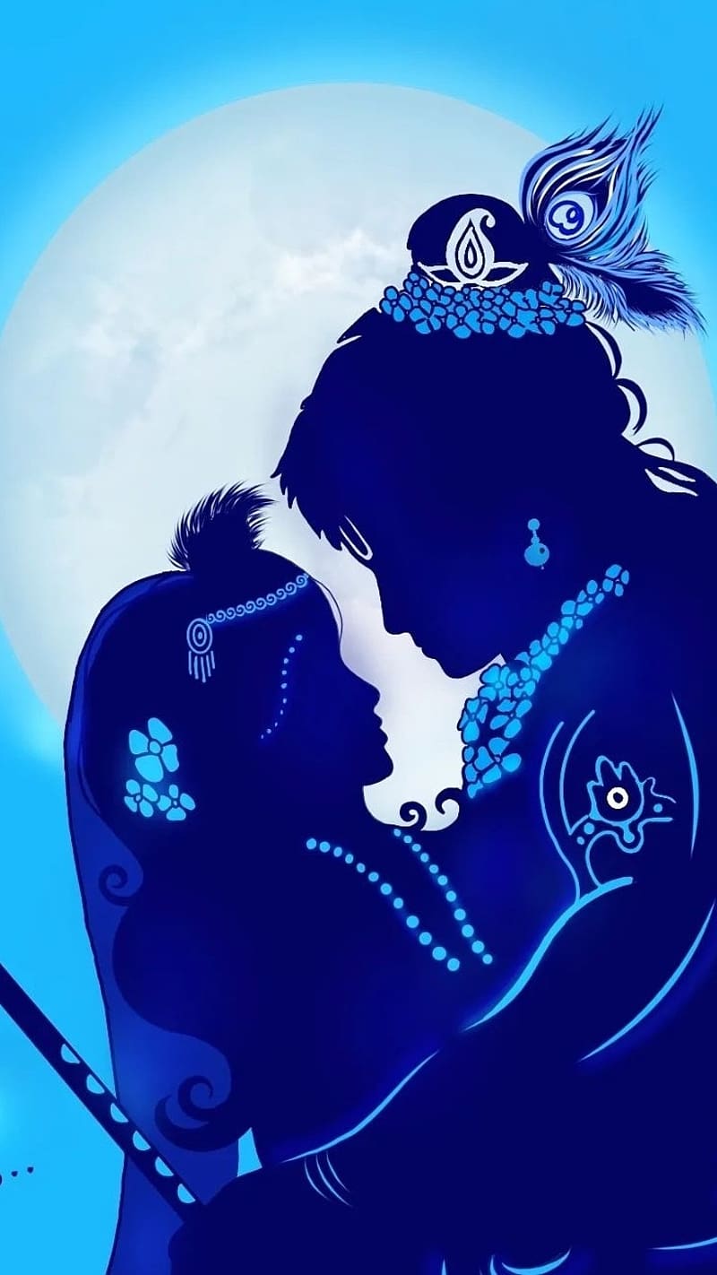 800x1422 Shri Krishna Radha, krishna radha with blue shade lord krishna radha, krishna radha, HD phone wallpaper