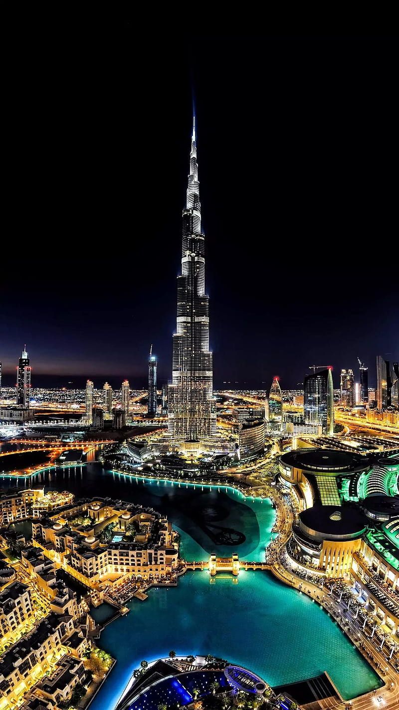 800x1422 Burj Khalifa, city, dubai, night life, HD phone wallpaper