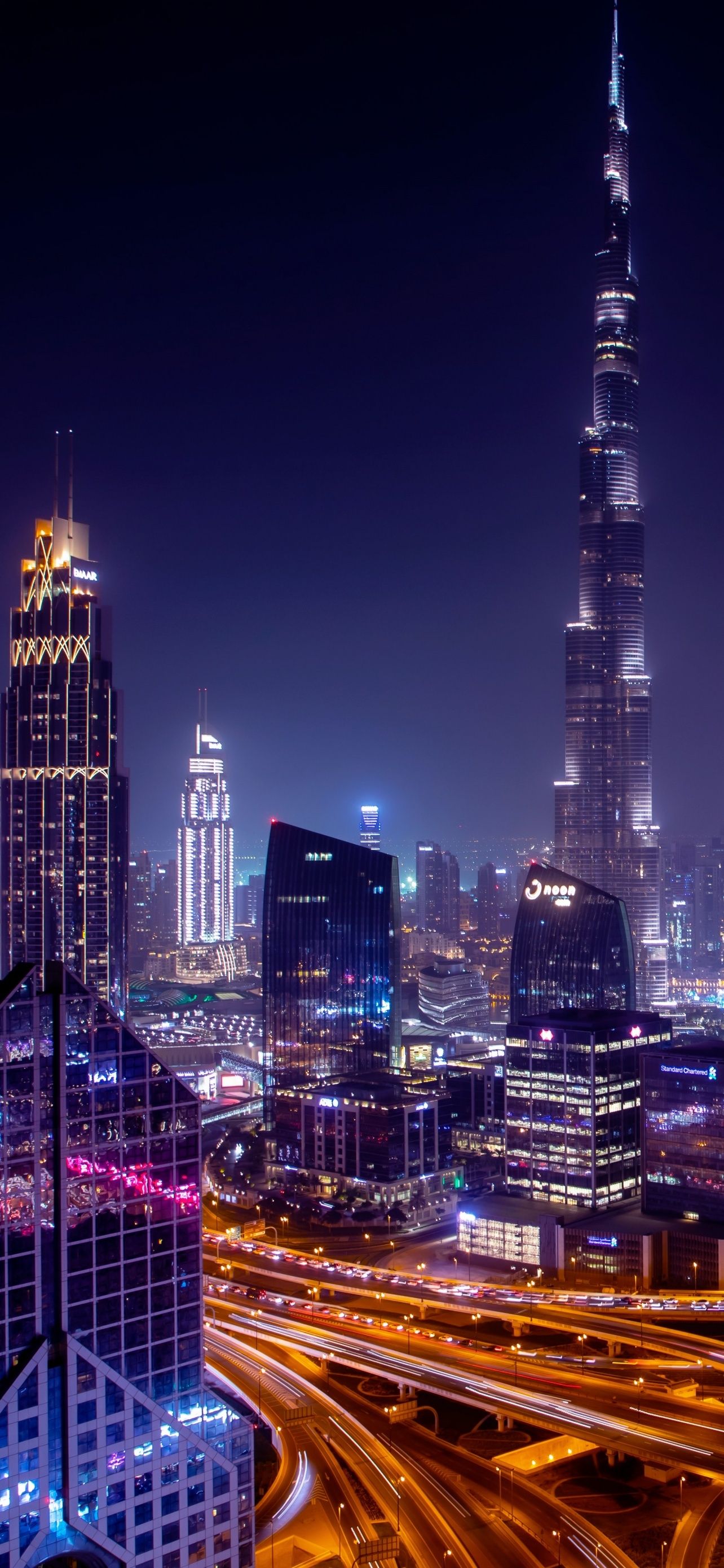1284x2778 Burj Khalifa Dubai City Skyline Skyscrapers Cityscape Night