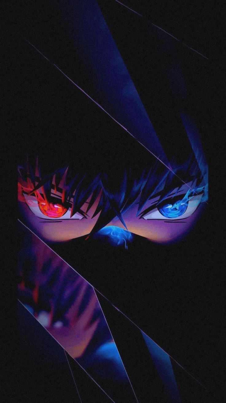 736x1308 Wallpaper ninja, eyes, red, blue, glass, reflection, anime, art, Anime 4K by ZeroX95. Download wallpaper ninja, eyes, red, blue, glass, reflection, anime, art for free