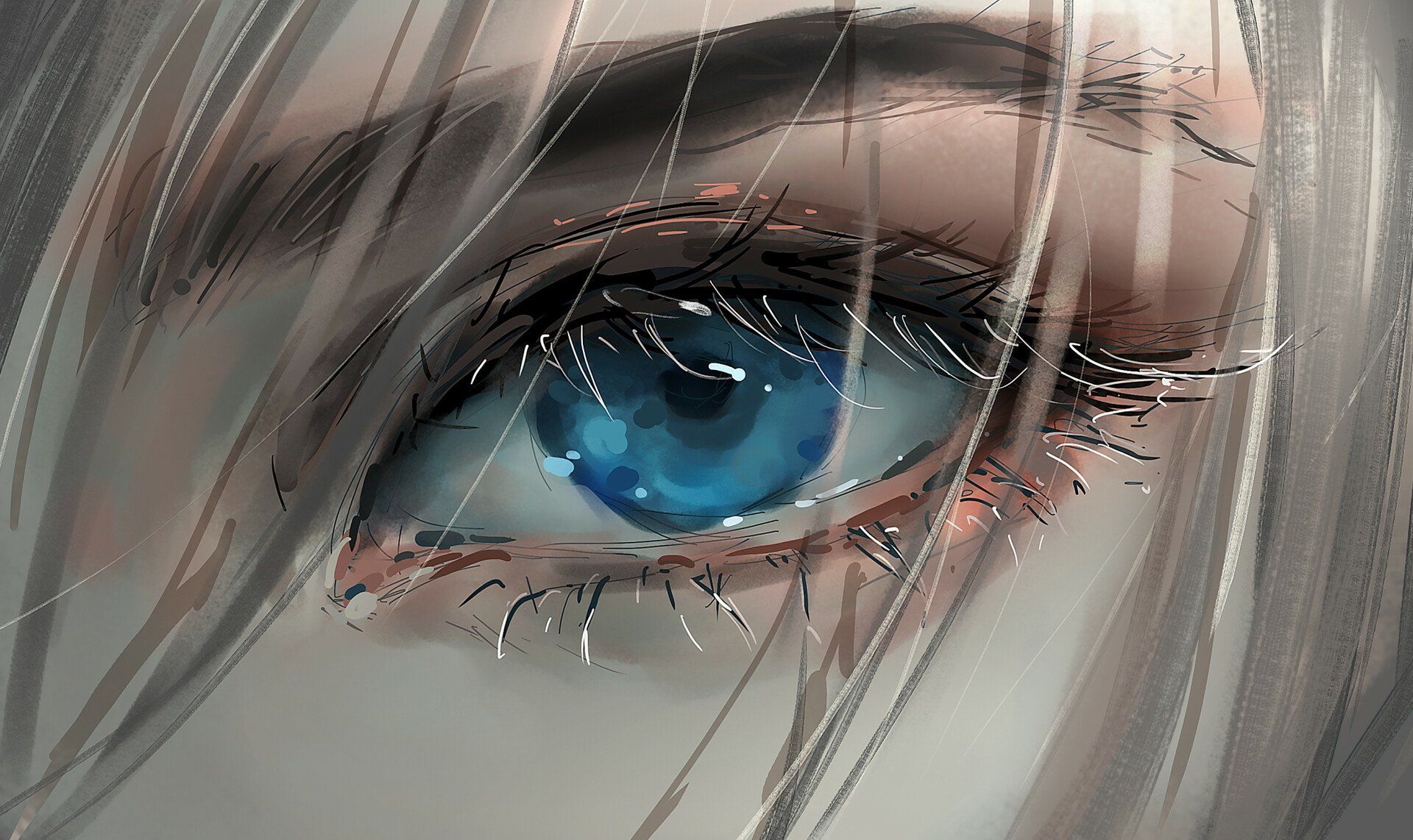 1920x1142 Vivid Blue Gaze: Artistic Close Up HD Eye Wallpaper