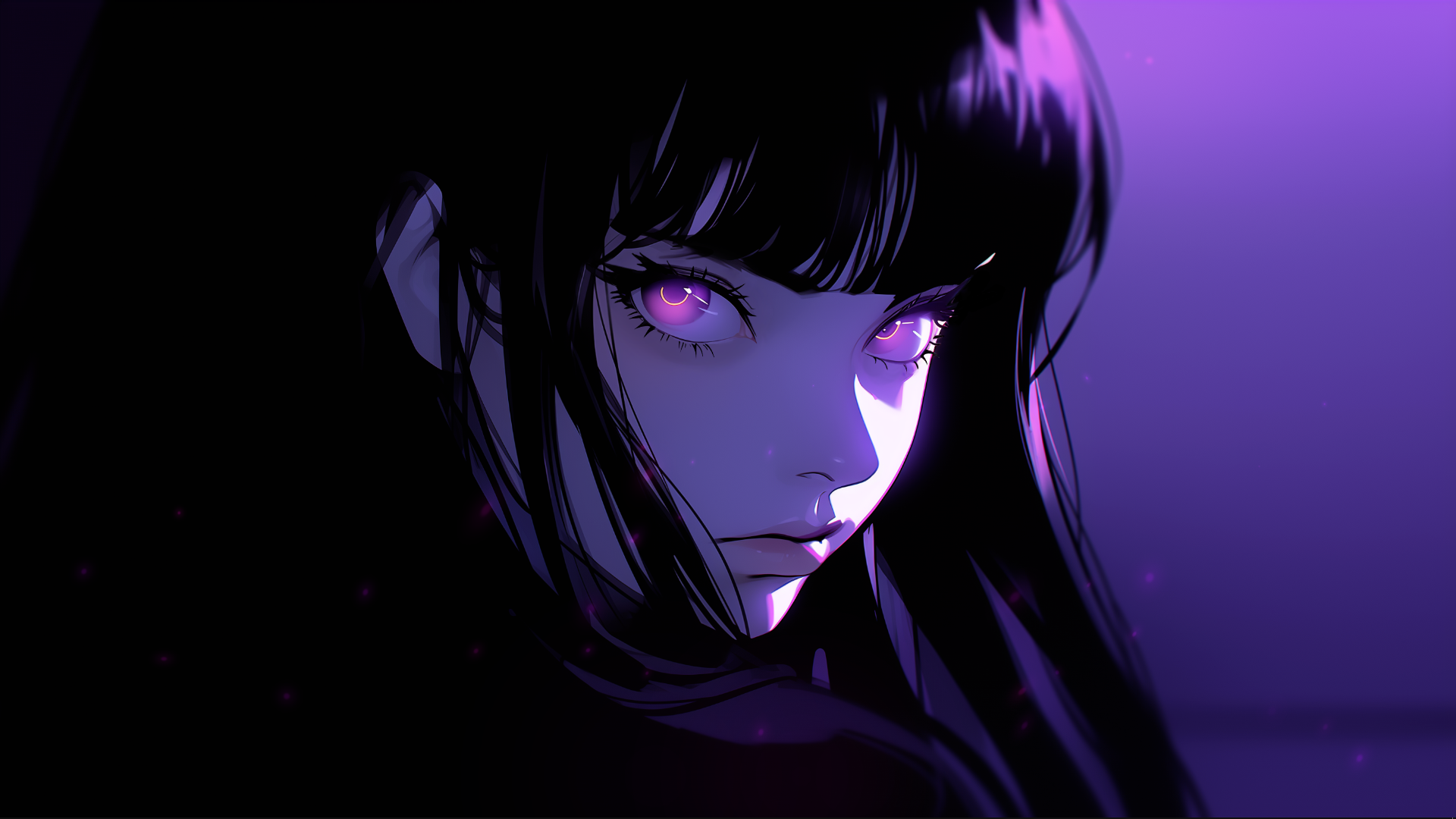 1920x1080 Mystic Gaze: HD Purple Eyed Anime Elegance