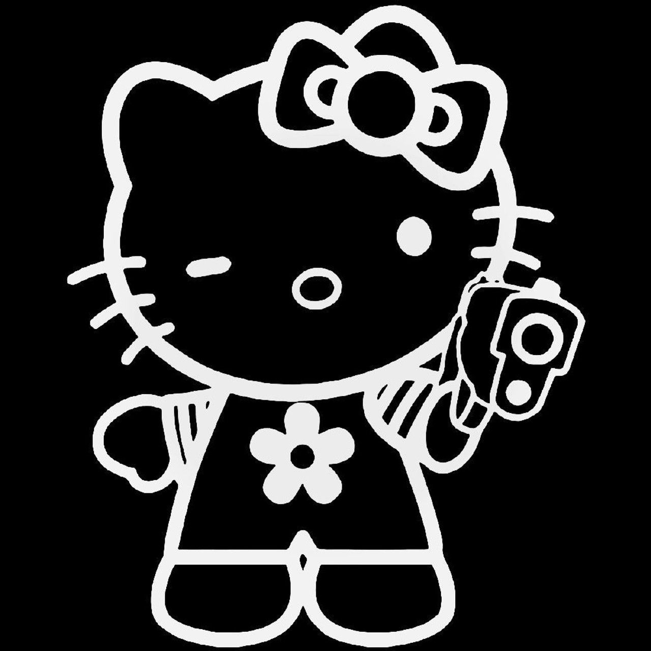 1280x1280 Hello Kitty Gangster Gun Vinyl Decal Sticker