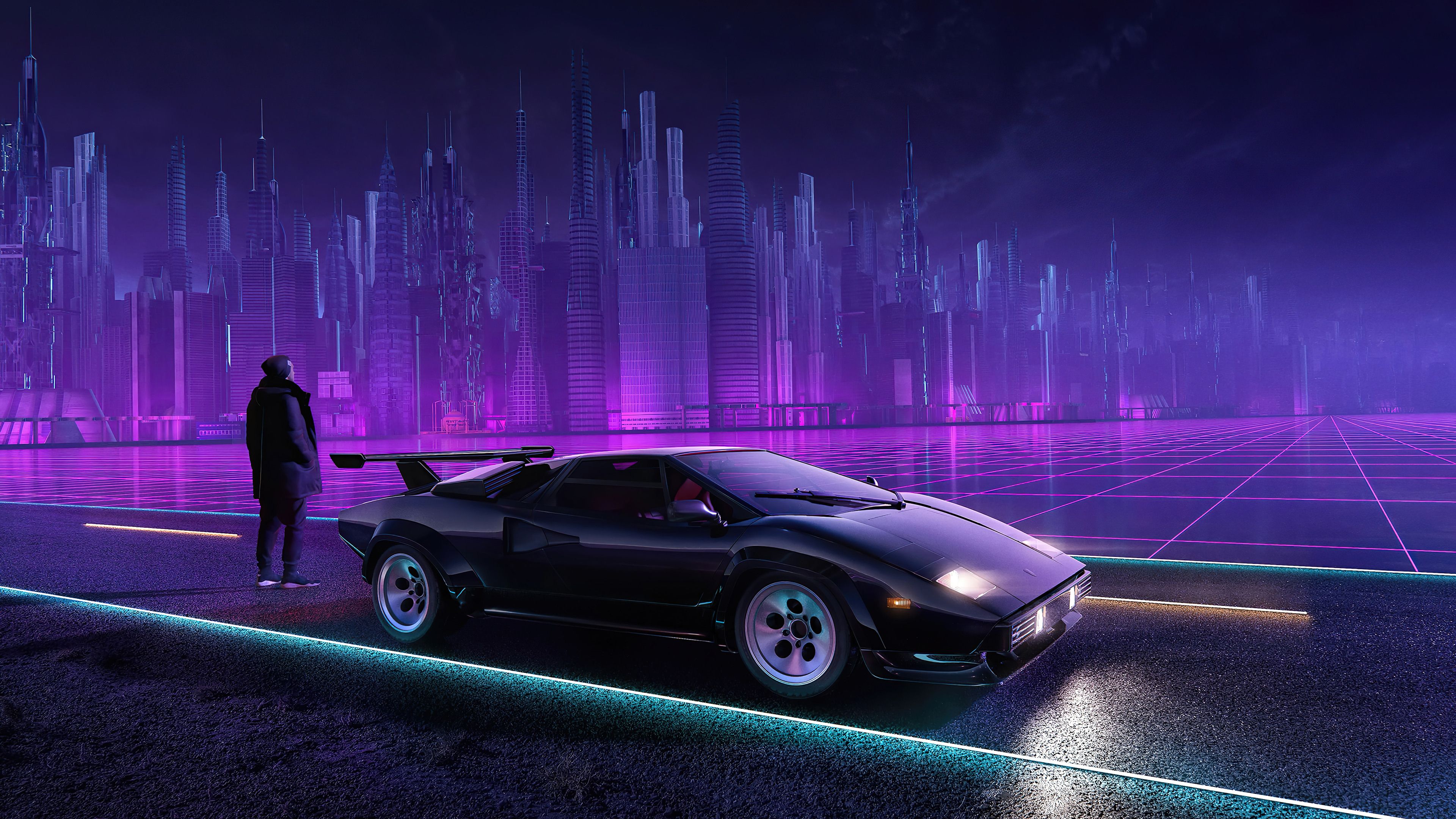 3840x2160 4K Sci Fi City Car Wallpaper HD PC G