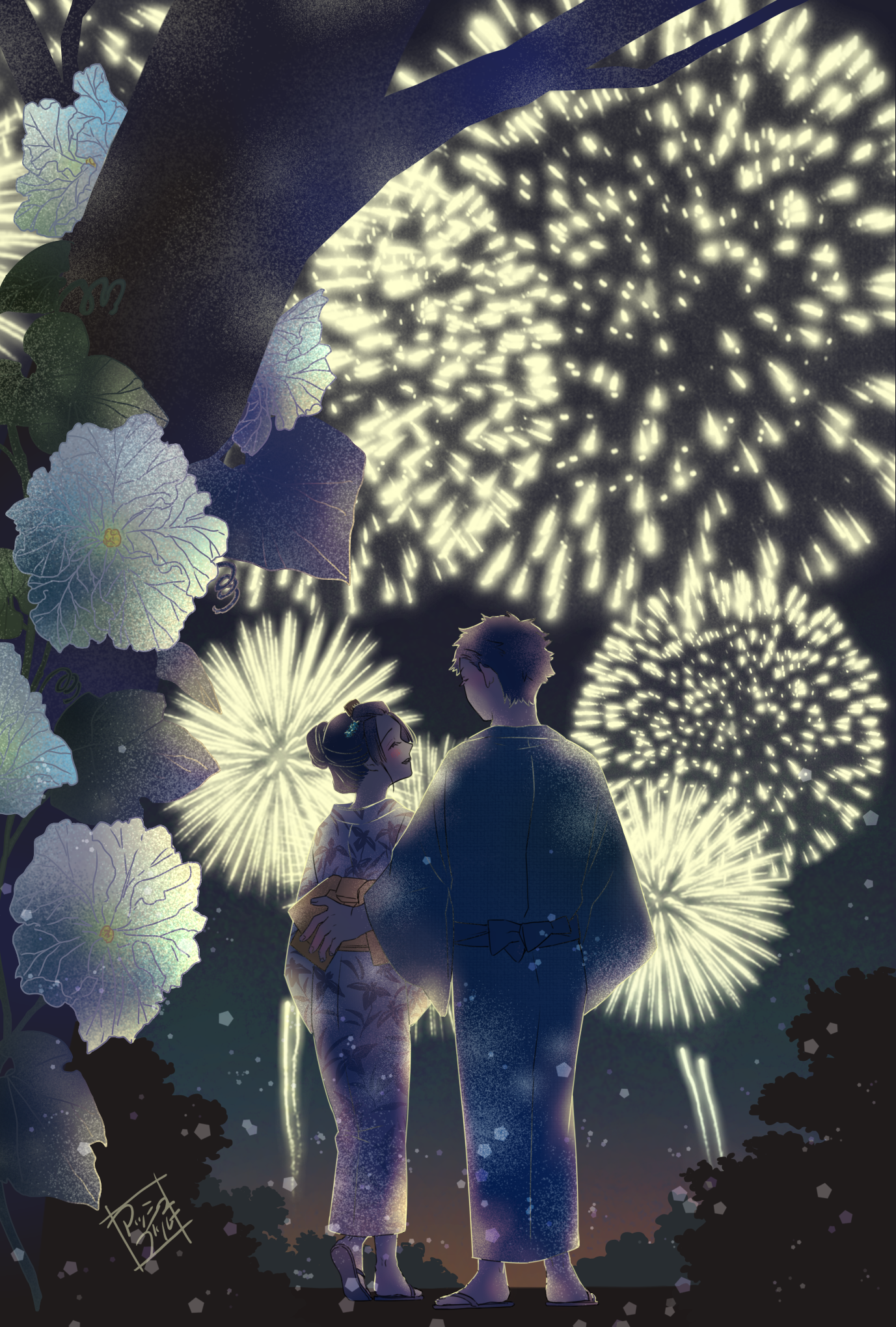 1377x2039 Koyuki And Akaza Wallpaper