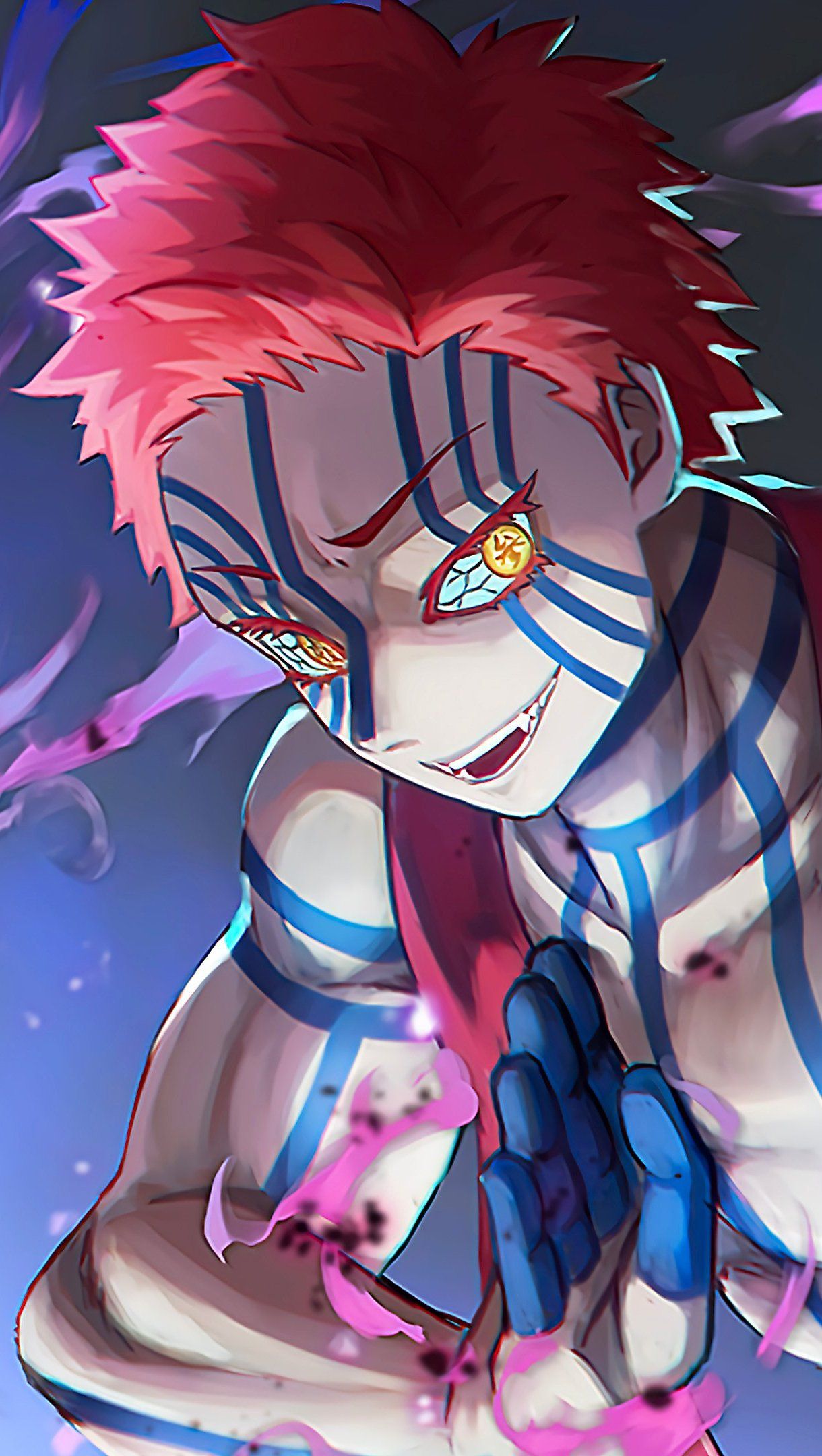 1220x2160 Akaza from Demon Slayer Anime Wallpaper 4K for iPhone and Mobile Phone
