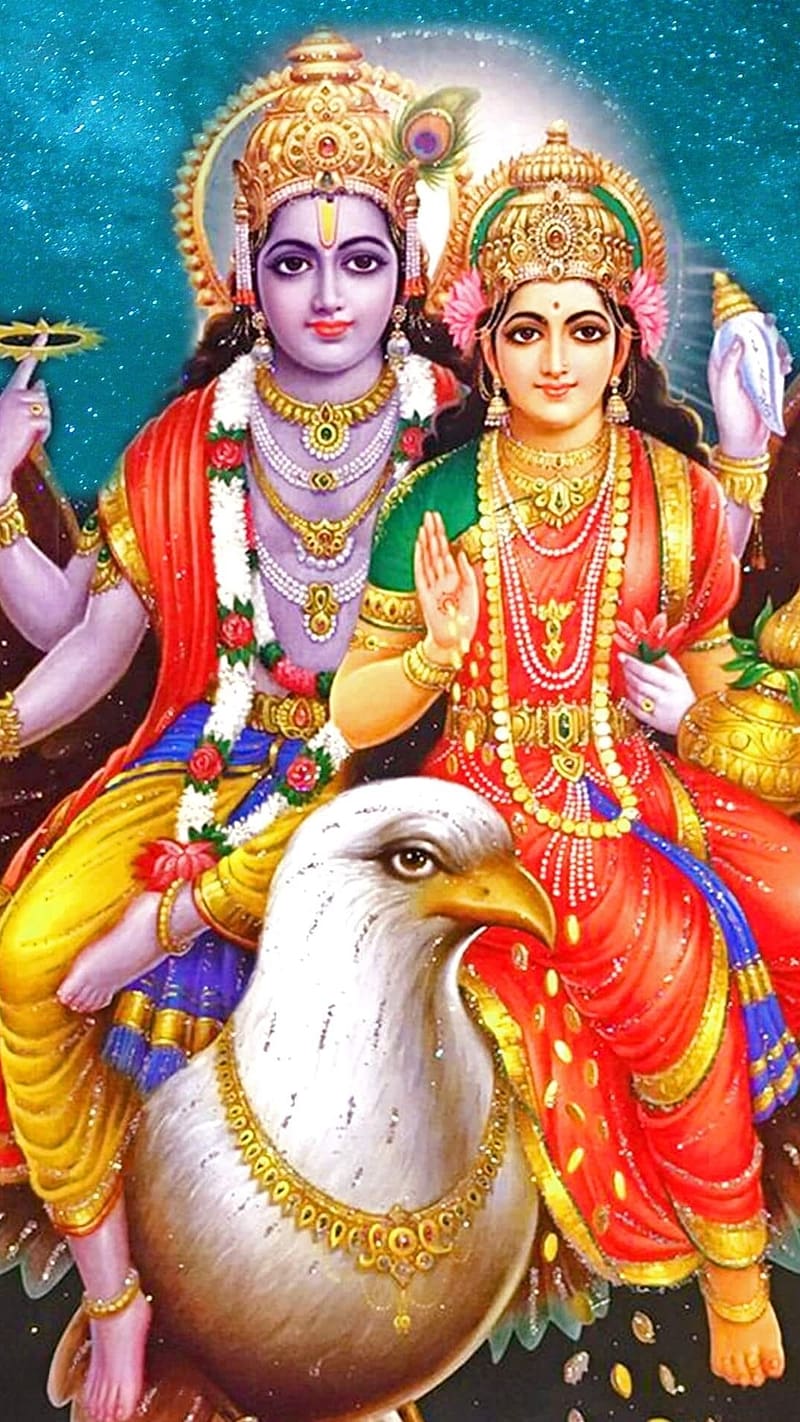 800x1422 HD vishnu lakshmi giving blessings wallpaper
