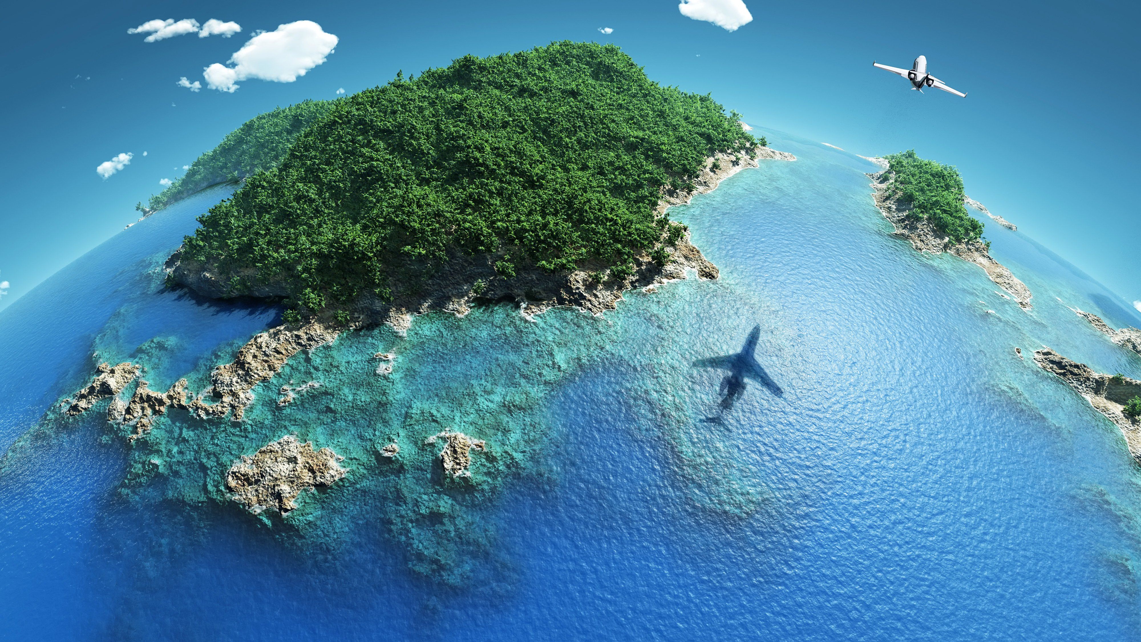 4000x2250 tropics, Sea, Island, Forests, Airplane, Nature, Wallpaper Wallpaper HD / Desktop and Mobile Background