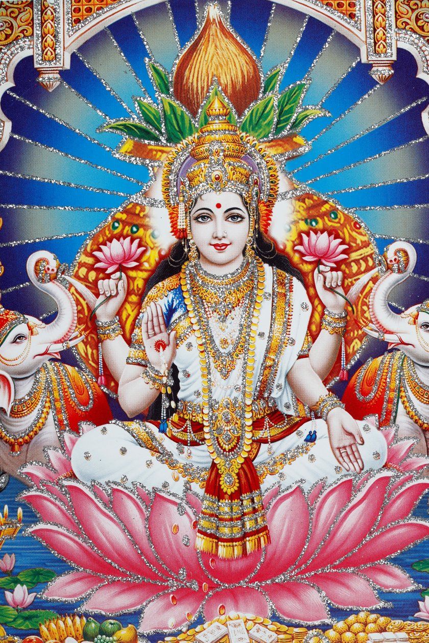 840x1260 Lakshmi, the Wife of Vishnu, Goddess of Prosperity, Good Fortune, and Beauty