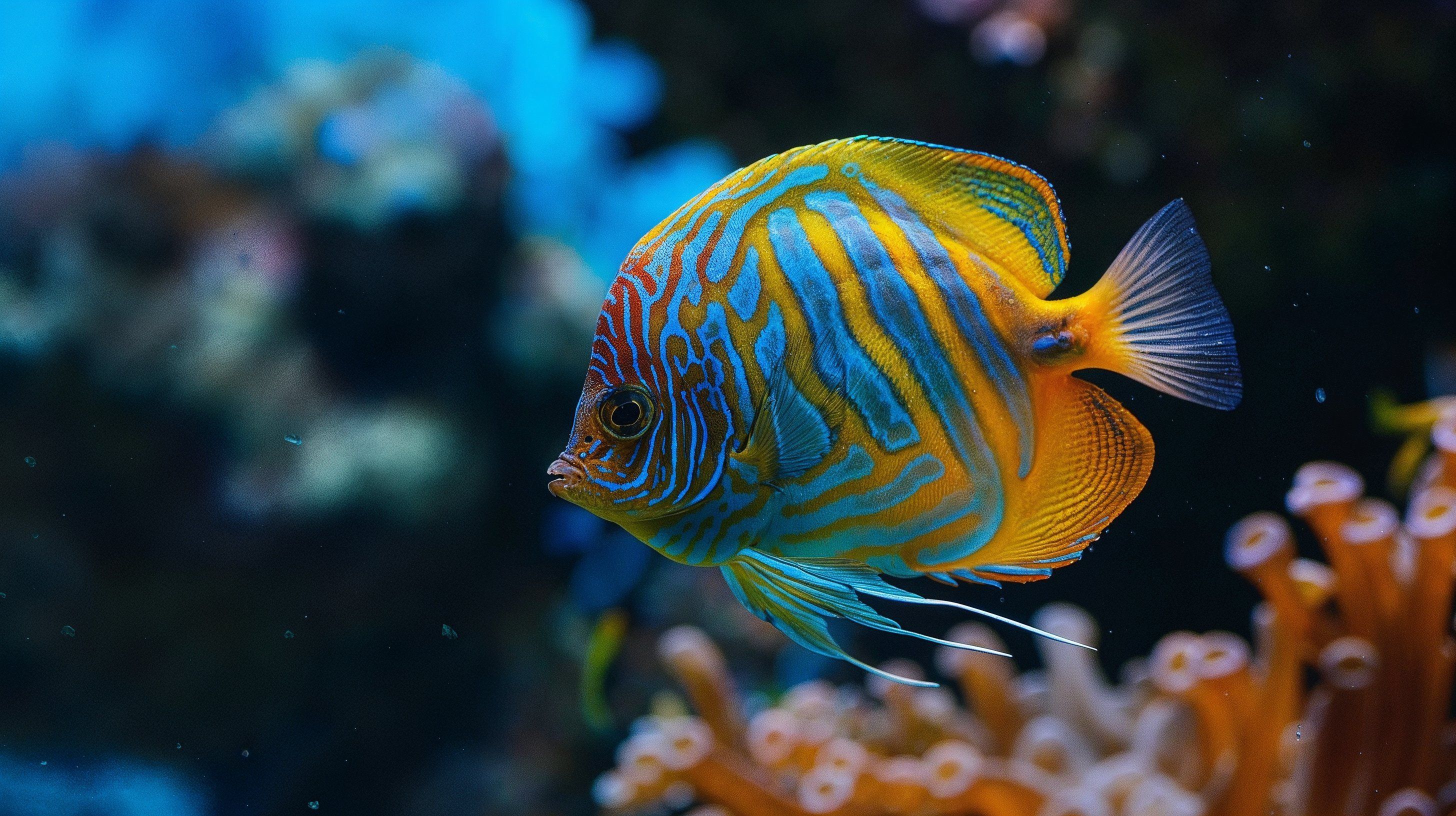 2912x1632 Vibrant Underwater World: 8K Ultra HD Fish Wallpaper