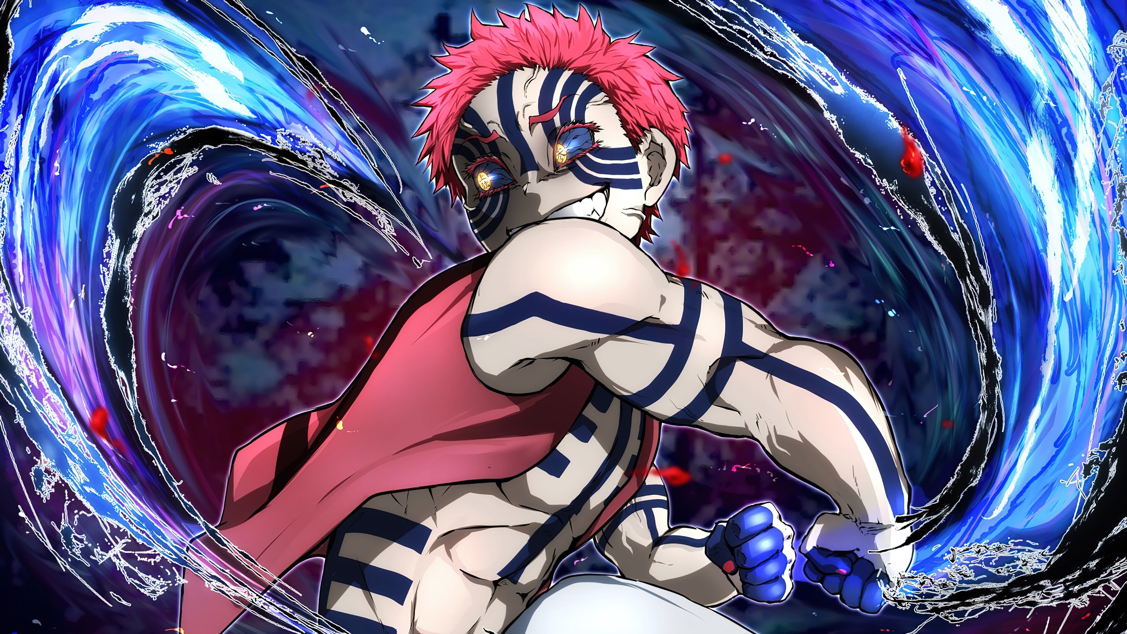 3840x2160 Akaza from Demon Slayer Anime Wallpaper 4K for Desktop