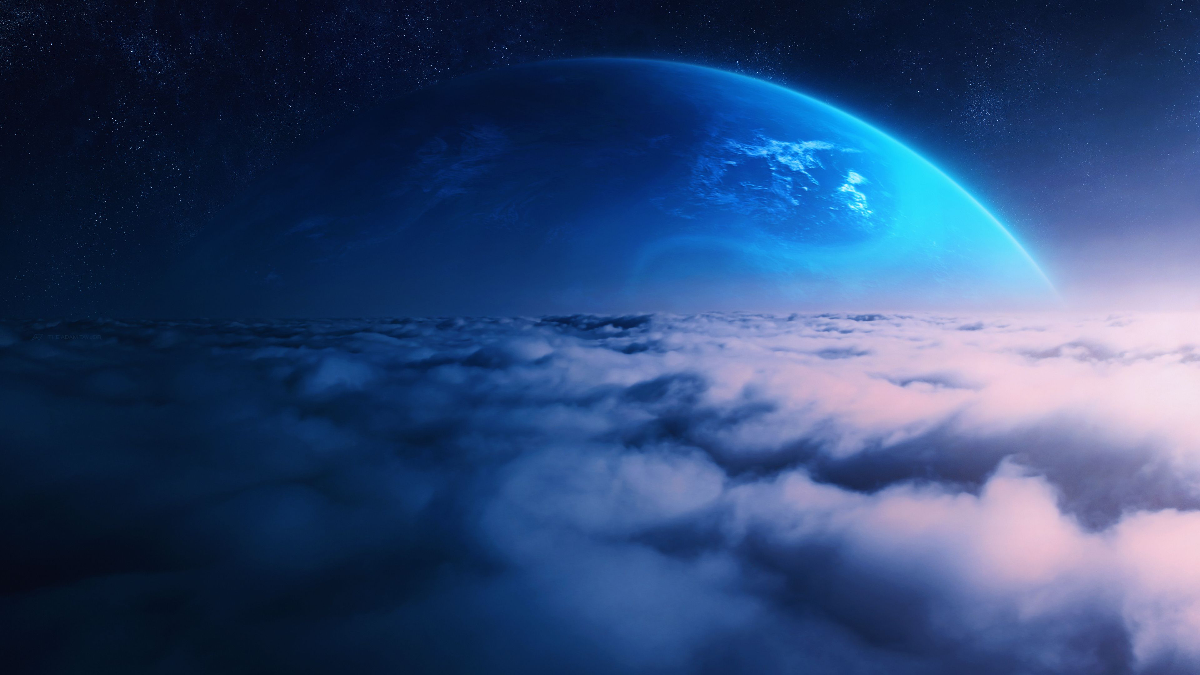 3840x2160 Planet Wallpaper 4K, Above clouds, Blue planet