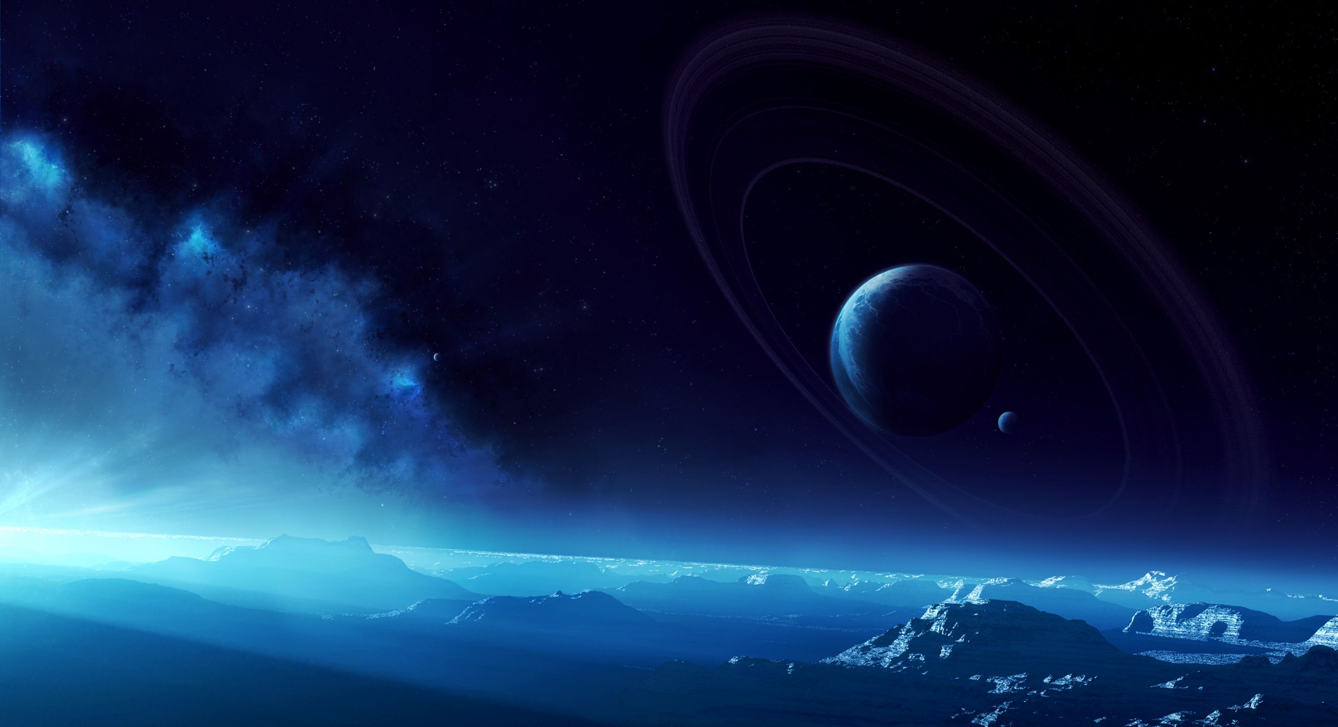 2650x1440 Wallpaper Blue and White Sky With Stars, Background Free Image