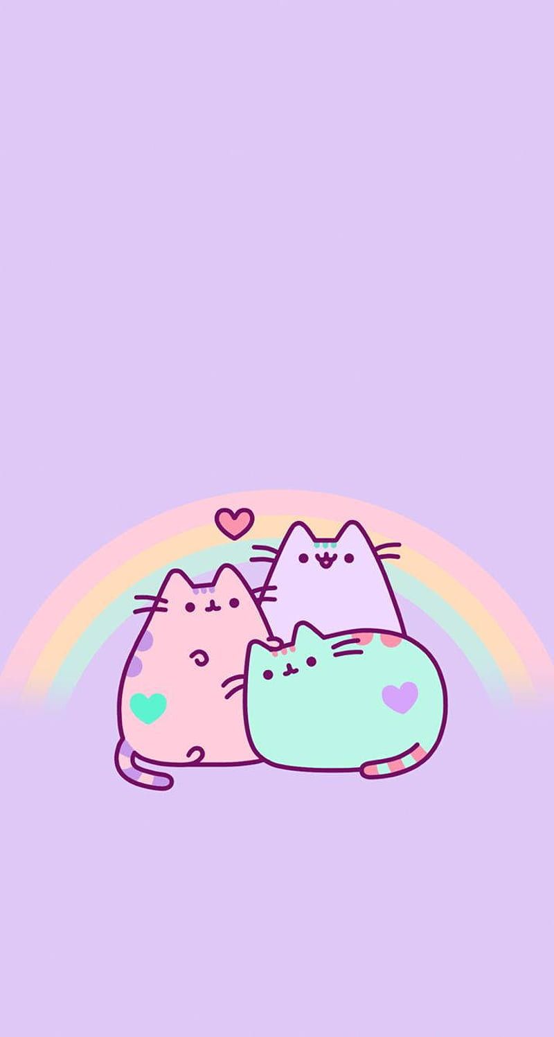 800x1497 Pastel Pusheen Cats Kawaii, Cute Pink and Blue Kawaii, HD phone wallpaper