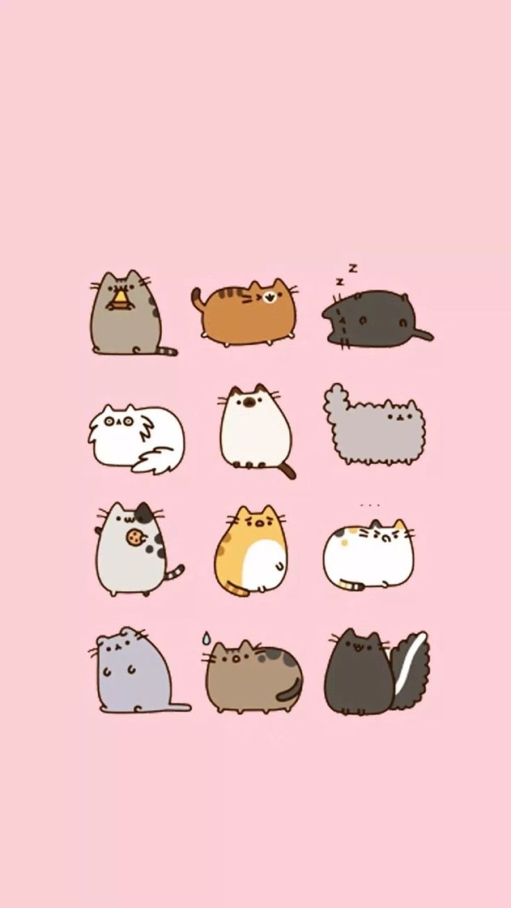 736x1306 WallpaperSun. Pusheen cartoon style, Kawaii pusheen wallpaper, Pusheen collage