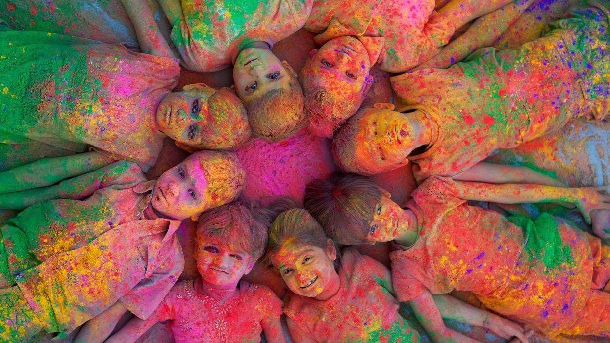 1244x700 Multicolor India Holi Jodhpur children wallpaperx1080