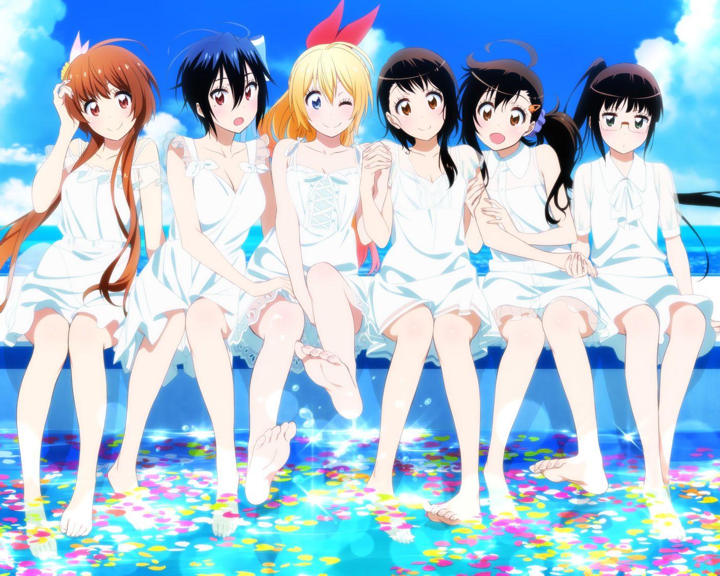 1400x1120 barefoot cropped dress glasses kirisaki chitoge miyamoto ruri