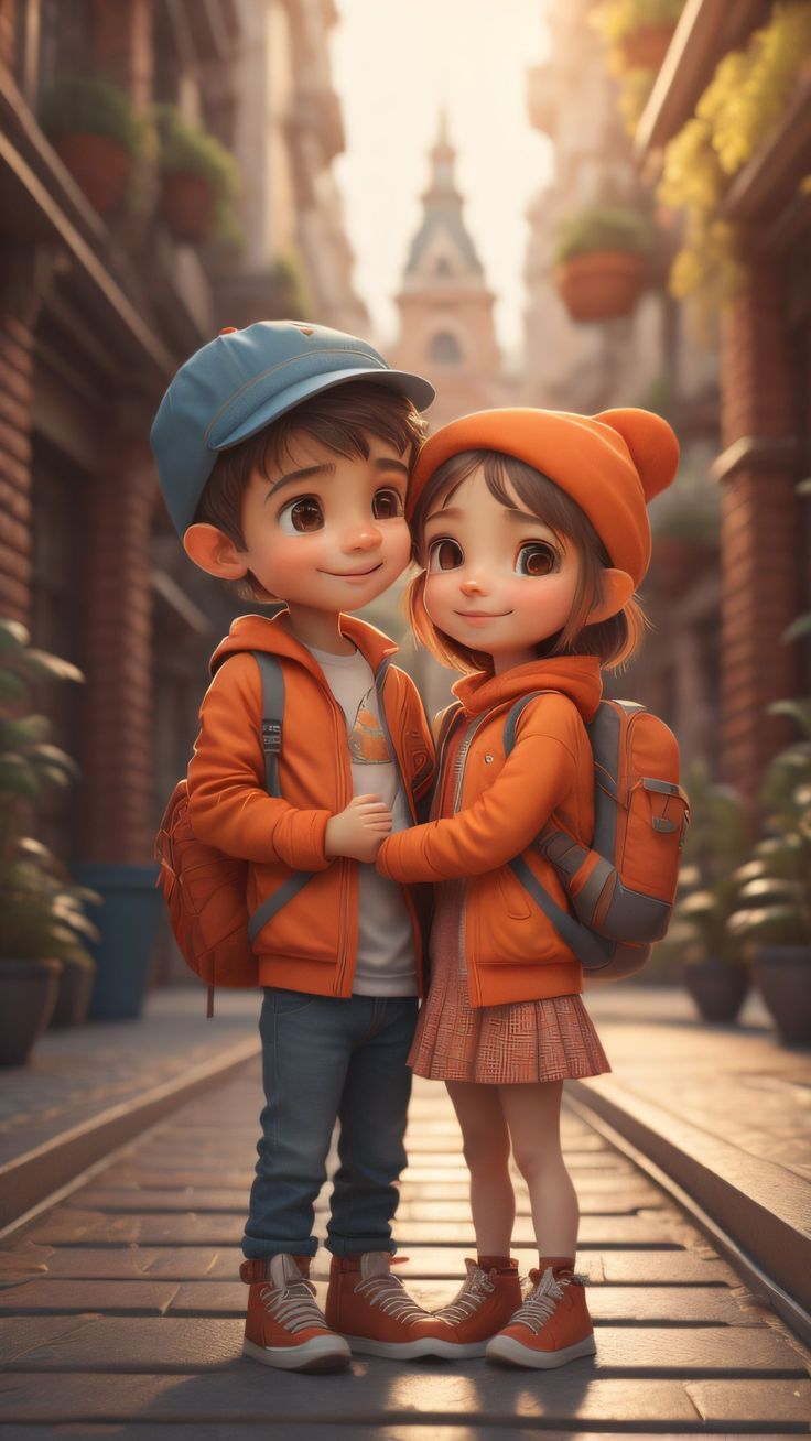 736x1308 Cute Cartoon little friends