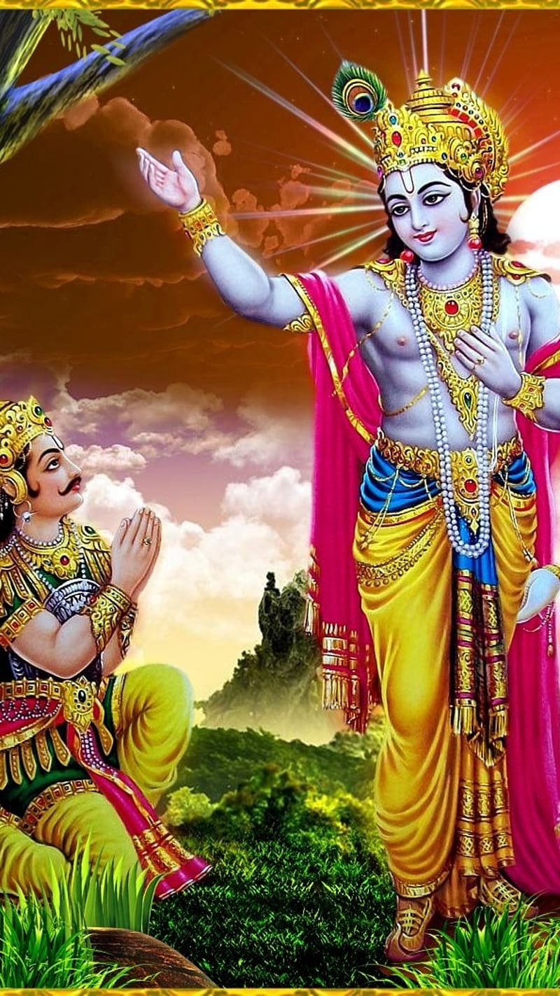 800x1423 Best Lord Krishna, Teaching Arjun, kanha, god, HD phone wallpaper