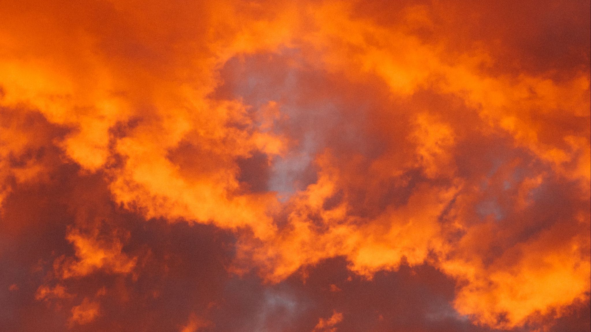 2048x1152 Download wallpaper 2048x1152 clouds, fiery, orange, porous ultrawide monitor HD background
