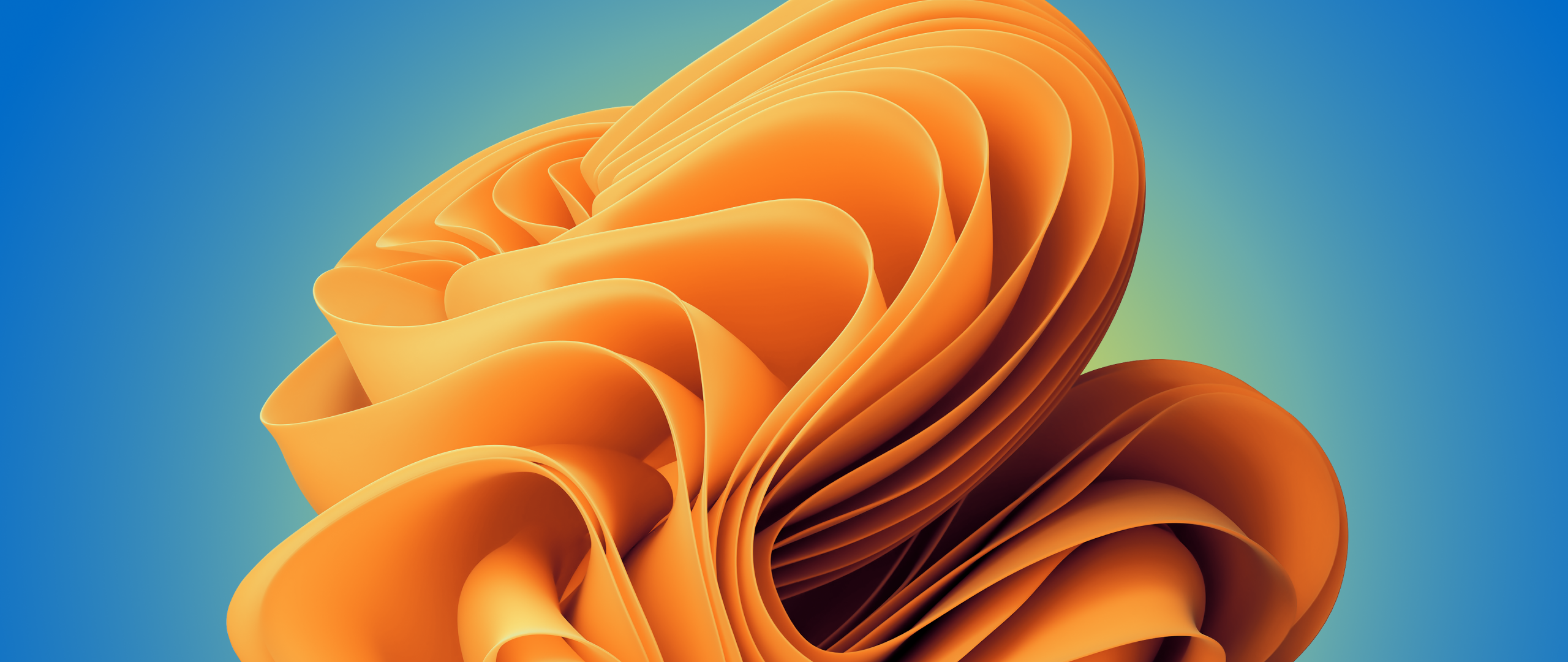 2560x1080 Windows 11 Wallpaper 4K, Sunset Orange, Stock