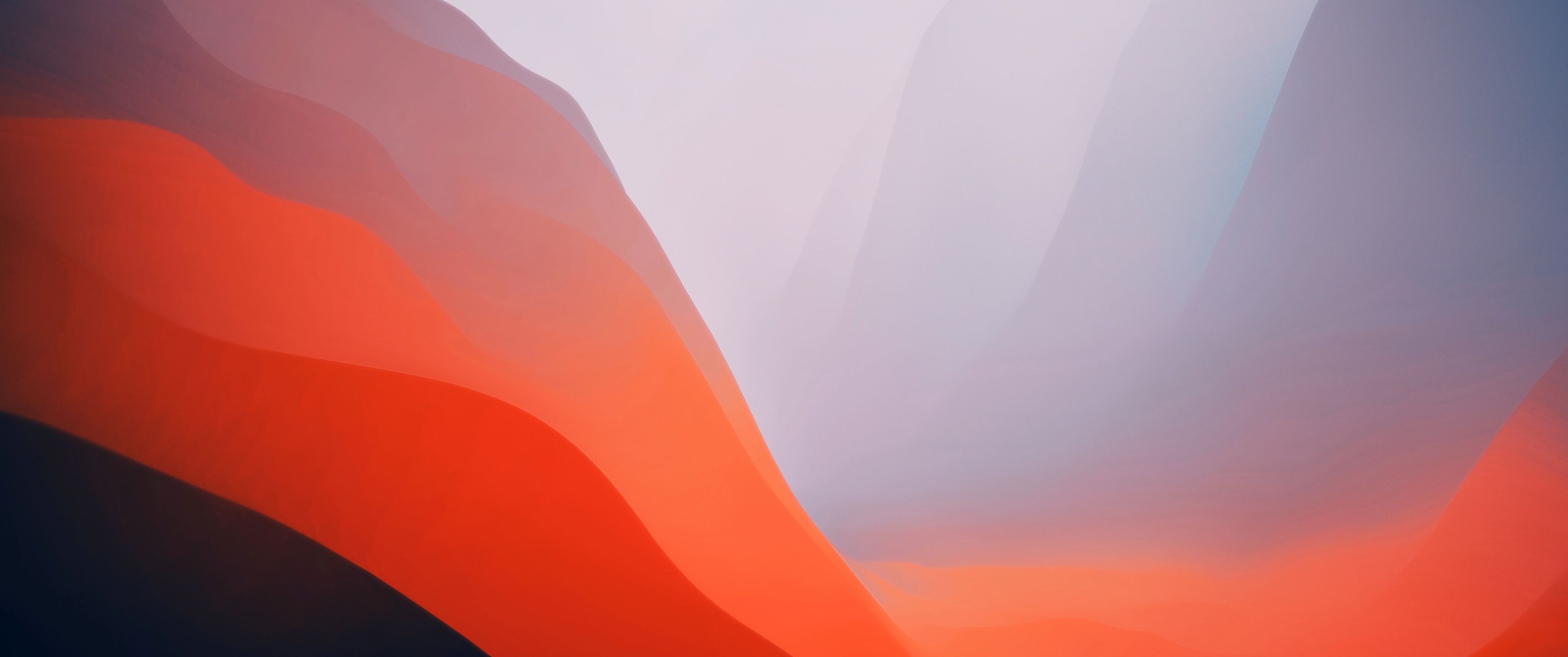 3440x1440 macOS Monterey Wallpaper 4K, Stock, Orange, Light, Layers, 5K