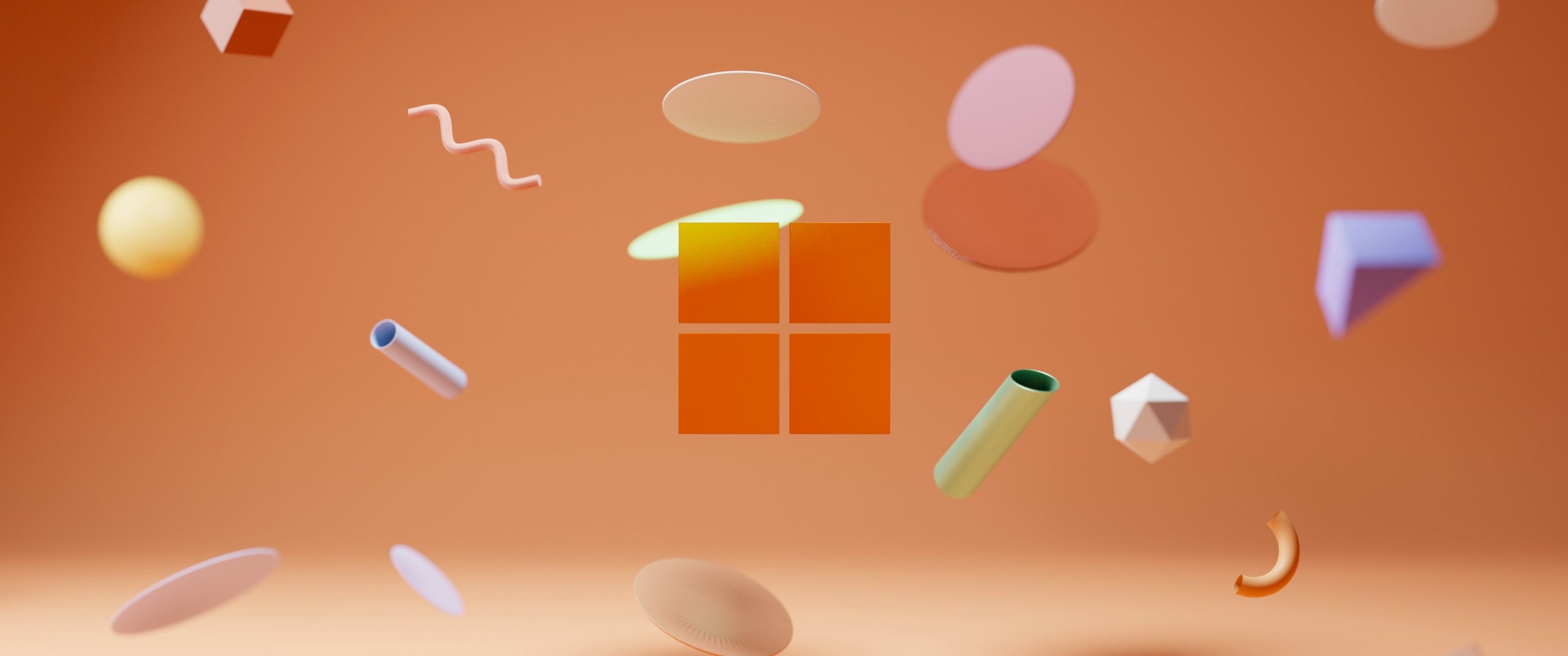 3440x1440 Windows 11 Wallpaper 4K, Orange background