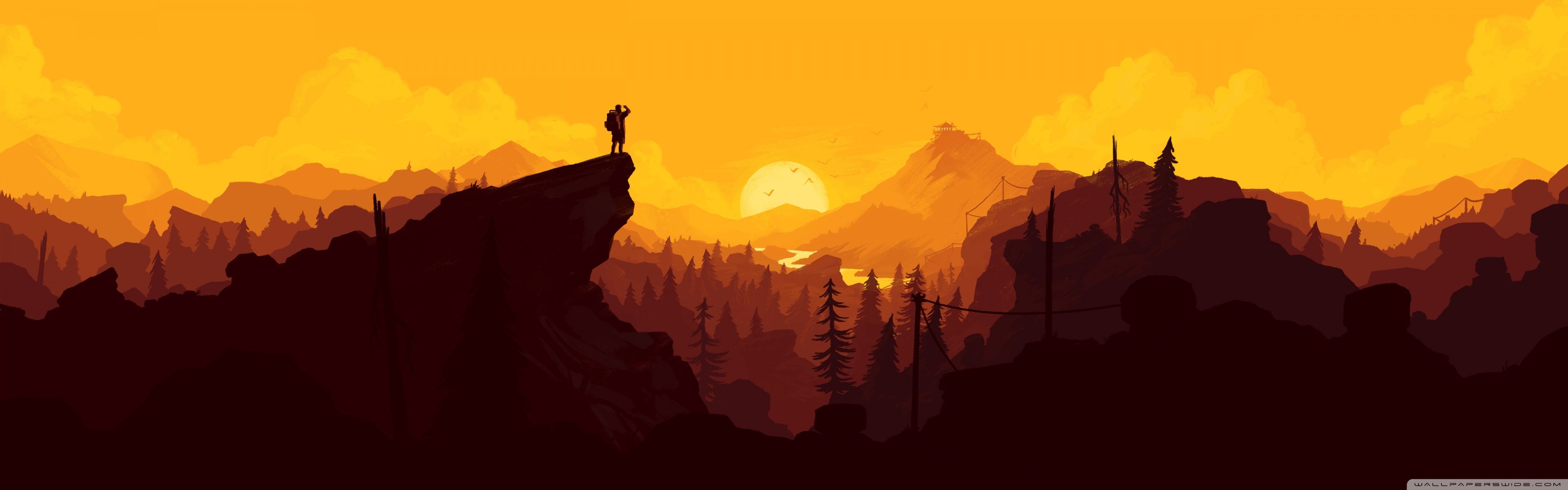 3840x1200 Firewatch Flat Landscape 4K UHD Wallpaper for UltraHD Desktop and TV : Widescreen and UltraWide Display : Dual and Triple Monitor : Smartphone and Tablet Devices