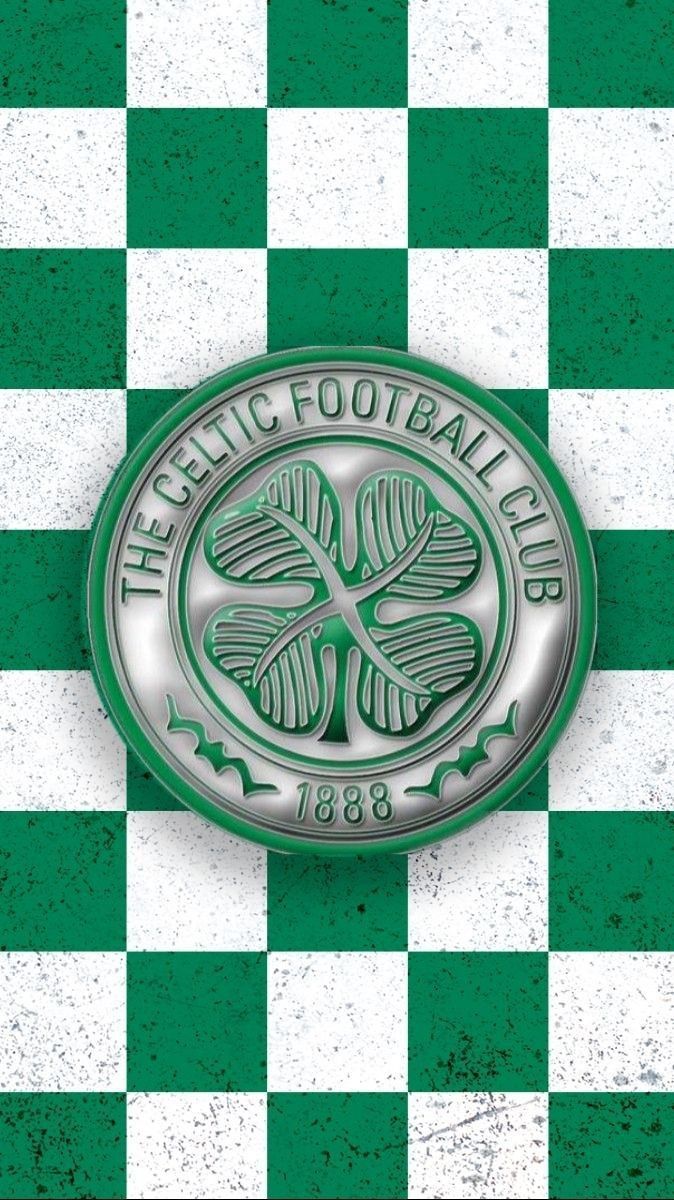 674x1200 Celtic Football Club Logo on Checkered Wallpaper Background
