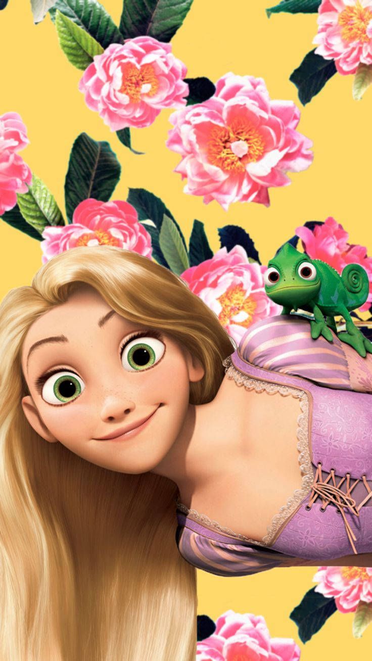 736x1308 Download Tangled Rapunzel And Pascal Wallpaper