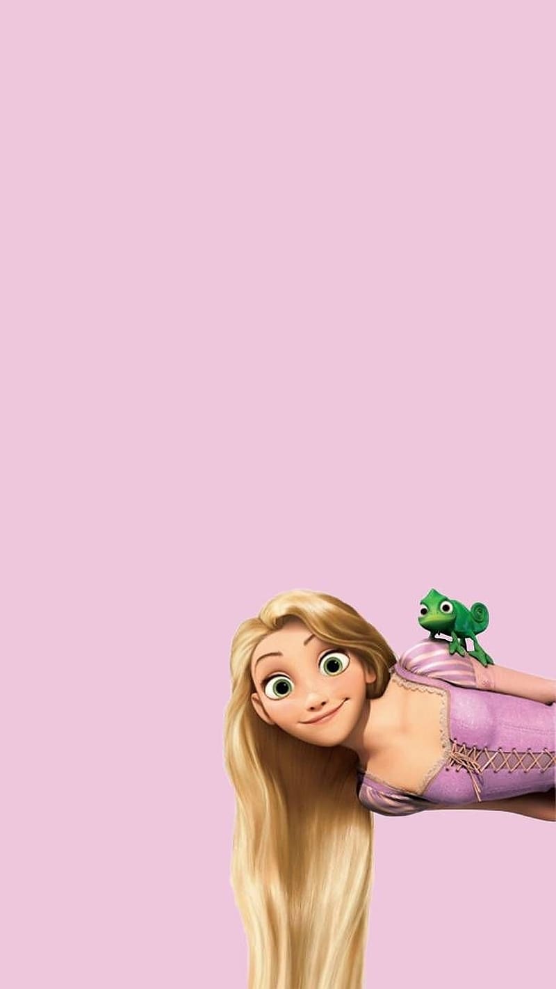 800x1422 All Disney Princess, Rapunzel With Pascal, rapunzel, pascal, animated, pink background, HD phone wallpaper