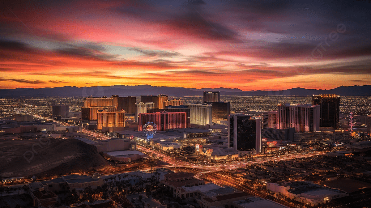 1200x673 Las Vegas City Skyline At Sunset Photo And Picture For Free Download