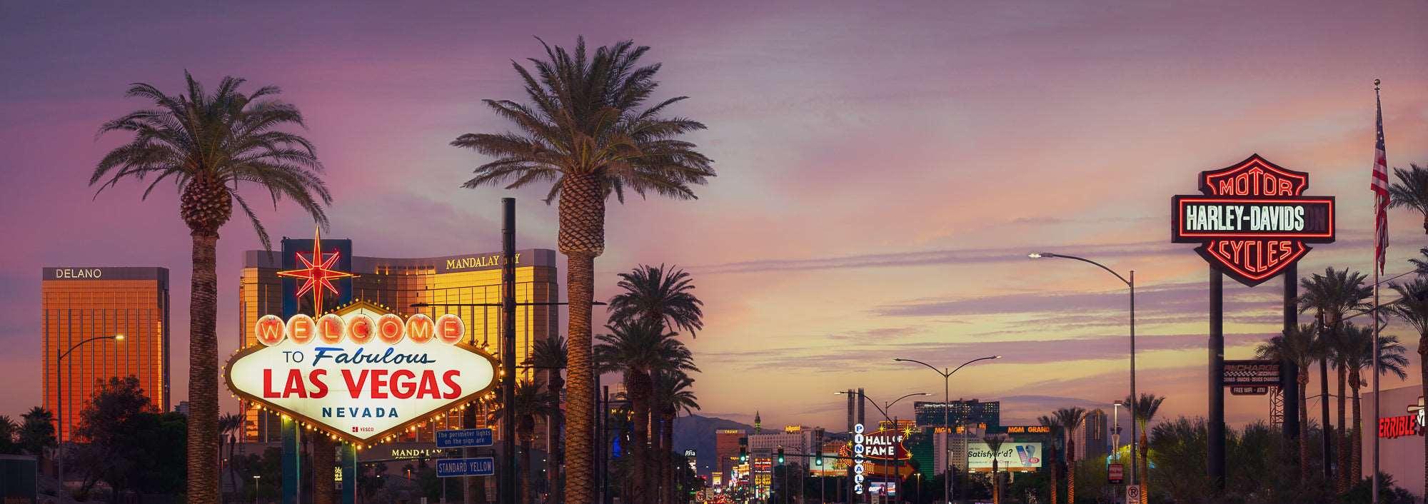 2000x706 Neon Mirage: Sunset Dreams of Las Vegas