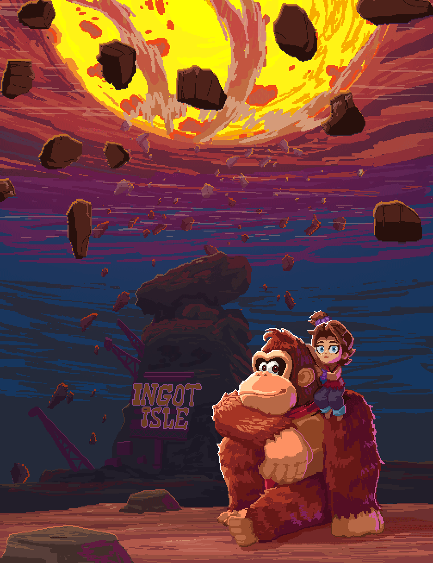 1404x1824 Donkey Kong Bananza Pixel Art