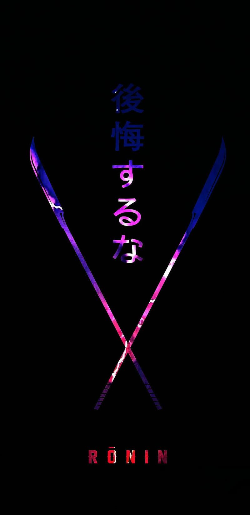 800x1644 Ronin, logo, neon, pink, swords, ultra, HD phone wallpaper