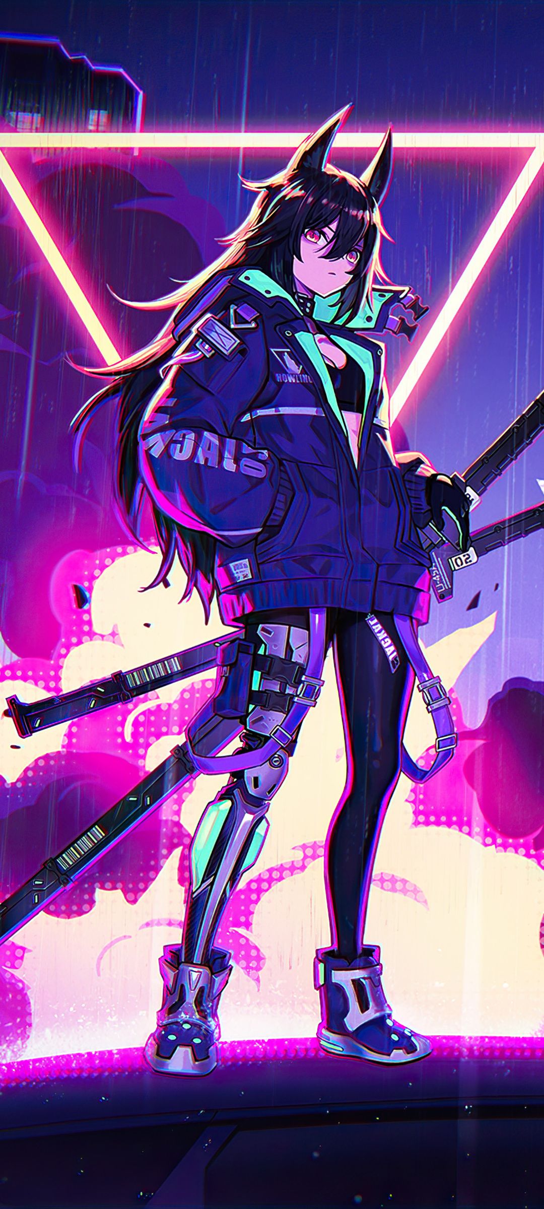 1080x2400 Katana Anime Girl Neon 4k Google Pixel 7 , HD 4k Wallpaper, Image, Background, Photos and Picture