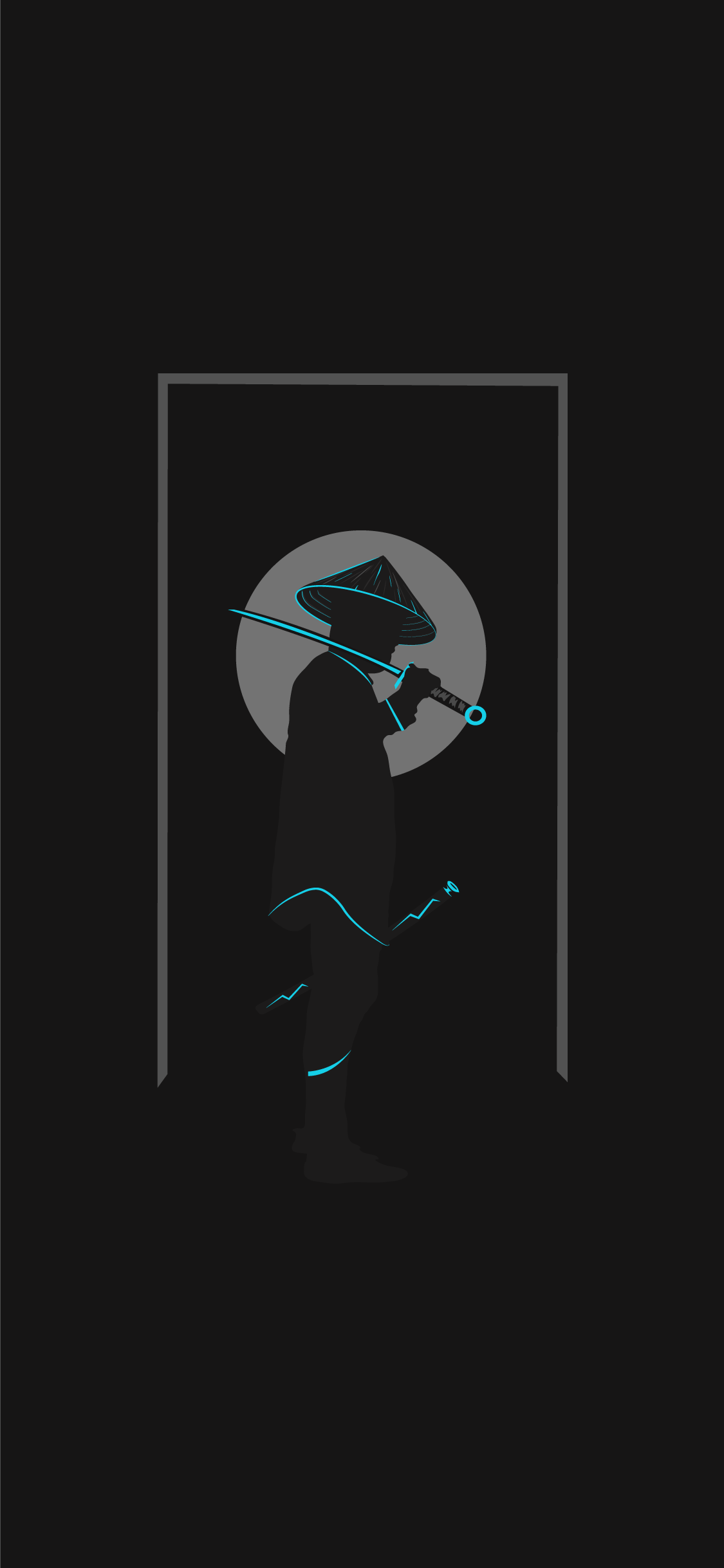 1125x2436 neon, katana, swordsman, modern, minimalism, illustration, neon glow, laser swords, neon green, sword, Ronin, Ninja, digital, antographics, samurai, Moon HD Phone Wallpaper