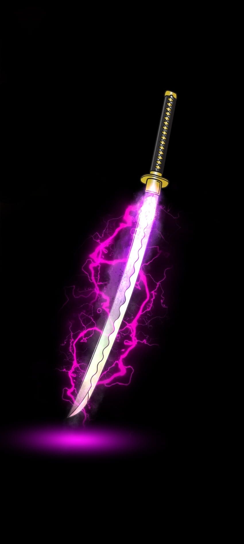 850x1889 Thunder Katana, pink, black, dark, purple HD phone wallpaper