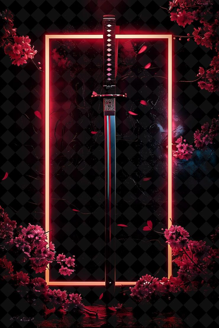 740x1110 Wallpaper katana neon PSD, High Quality Free PSD Templates for Download