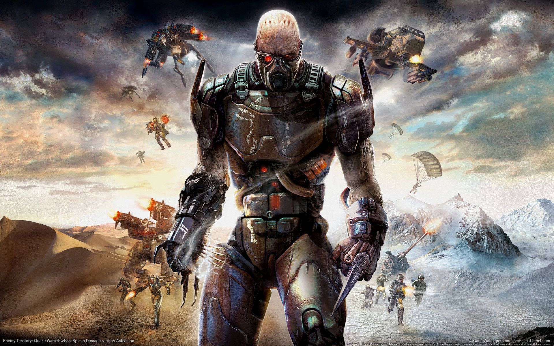 1920x1200 Download Caption: Intense Combat Scene in Enemy Territory: Quake Wars Live Gaming Wallpaper