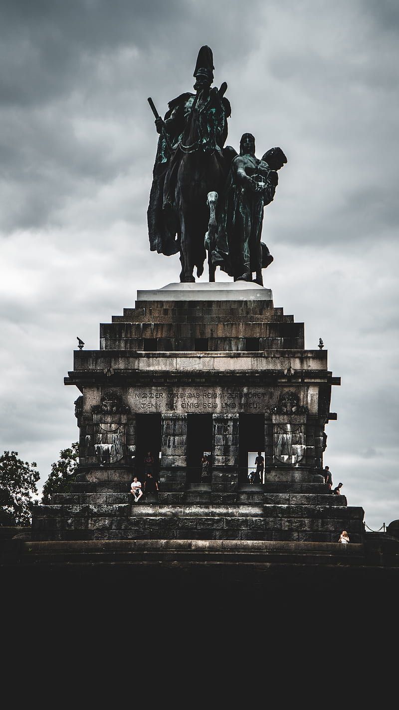 800x1422 Deutsches Eck II, dark, germany, highendhashtag, history, koblenz, statue, travel, HD phone wallpaper