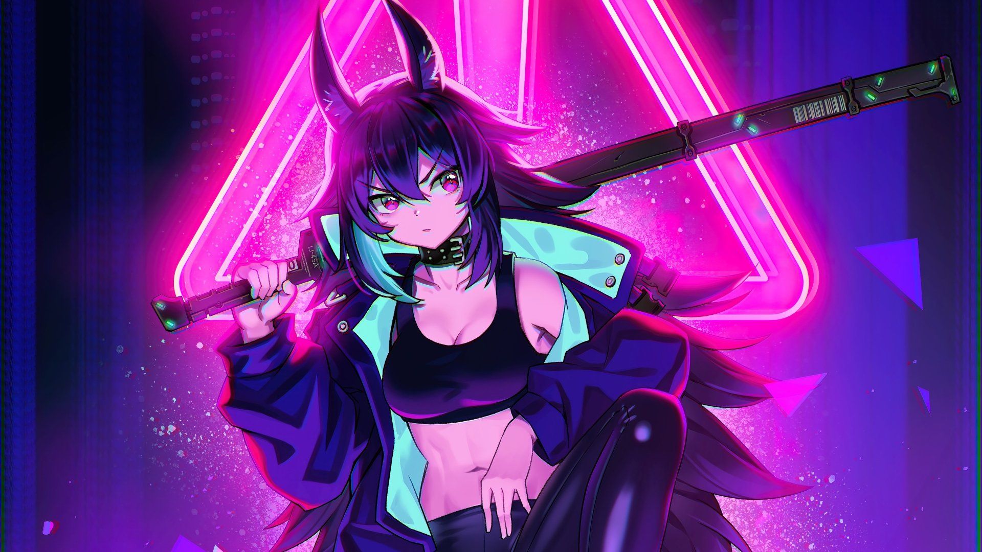 1920x1080 Cyberpunk Anime Warrior 4K Ultra HD Wallpaper