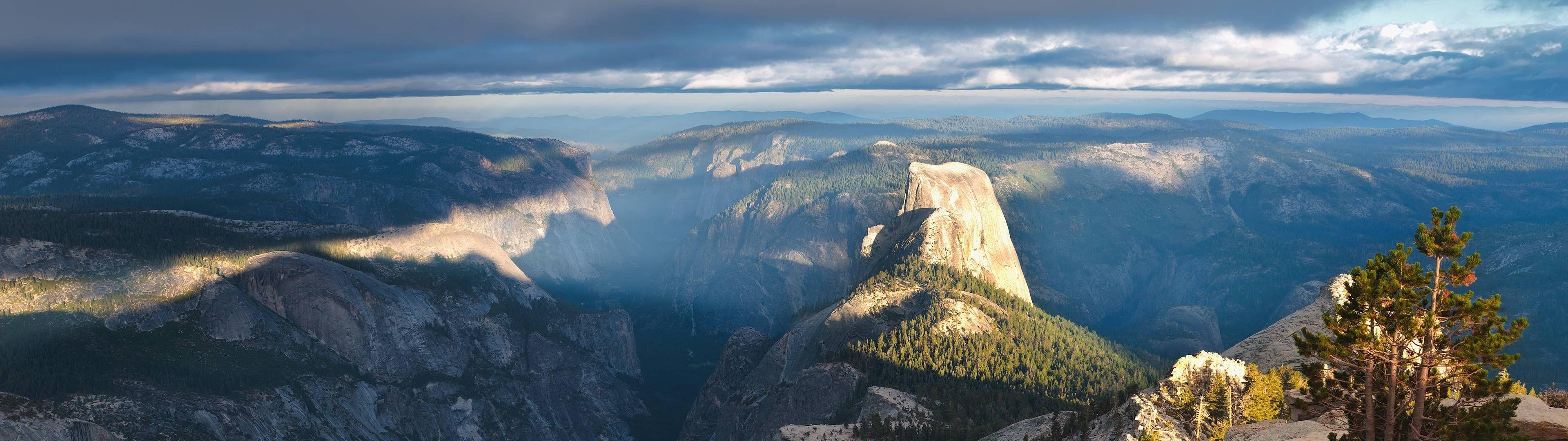 3840x1080 multiple Display, Half Dome, Yosemite National Park, Landscape
