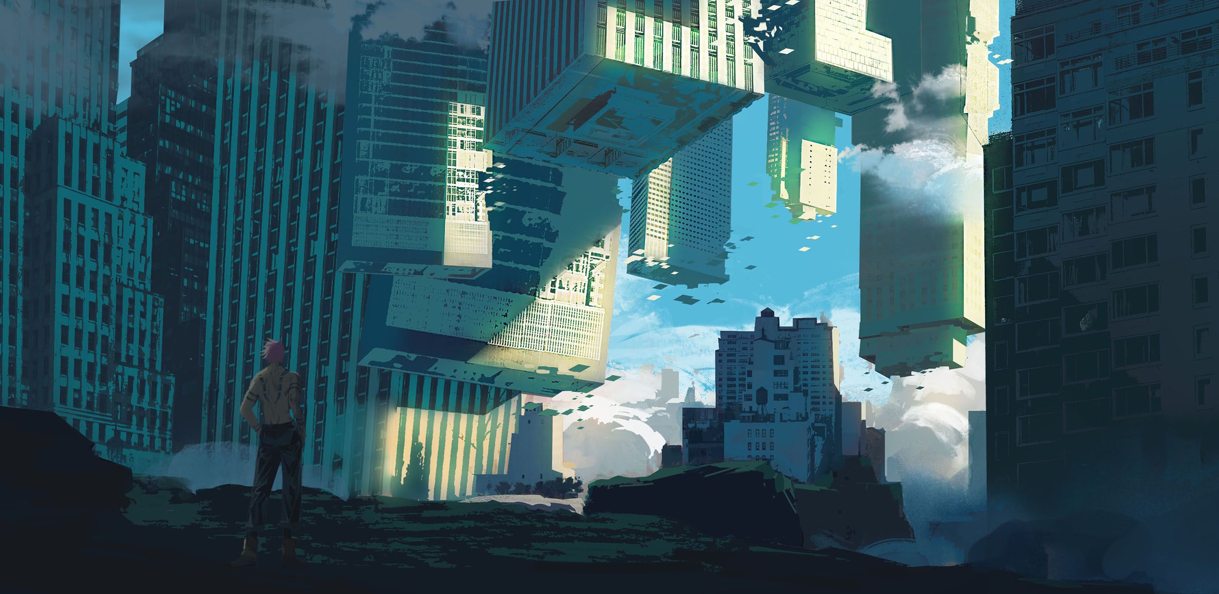 2500x1219 Sukuna in Urban Ruins Wallpaper by 钢铁阿童木