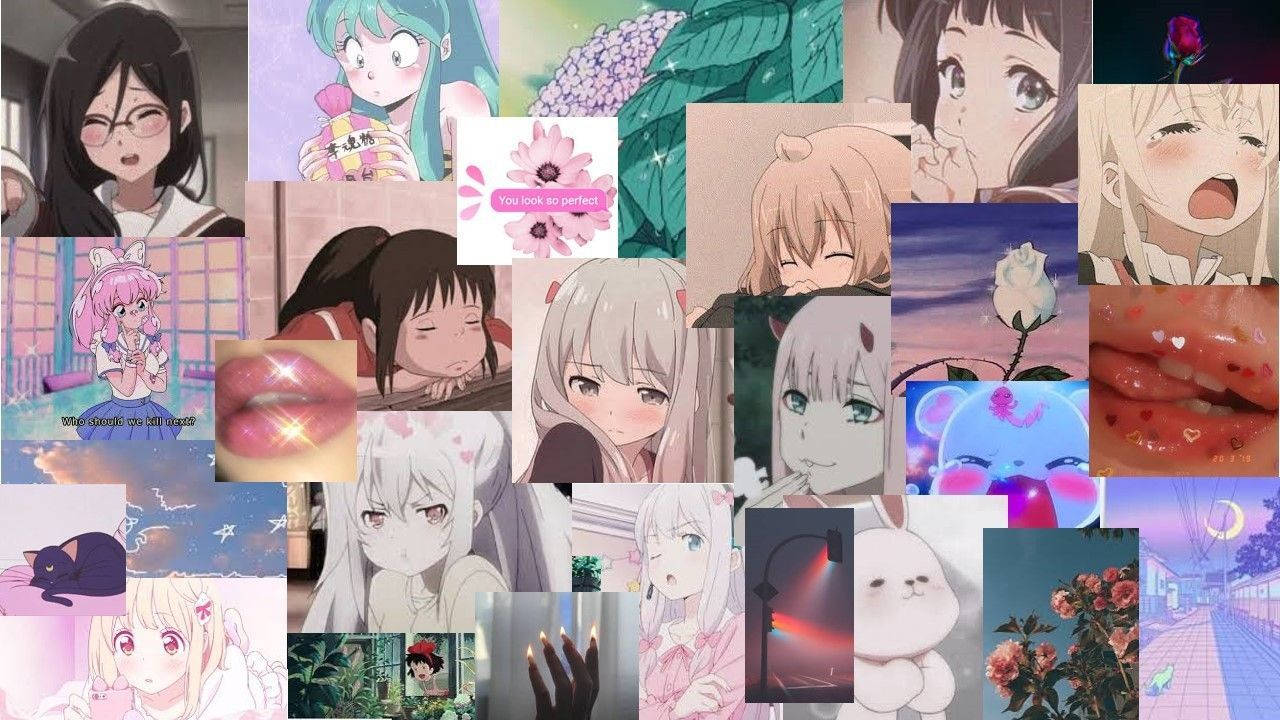 1280x720 Download Aesthetic Anime Desktop Girls Collage Wallpaper