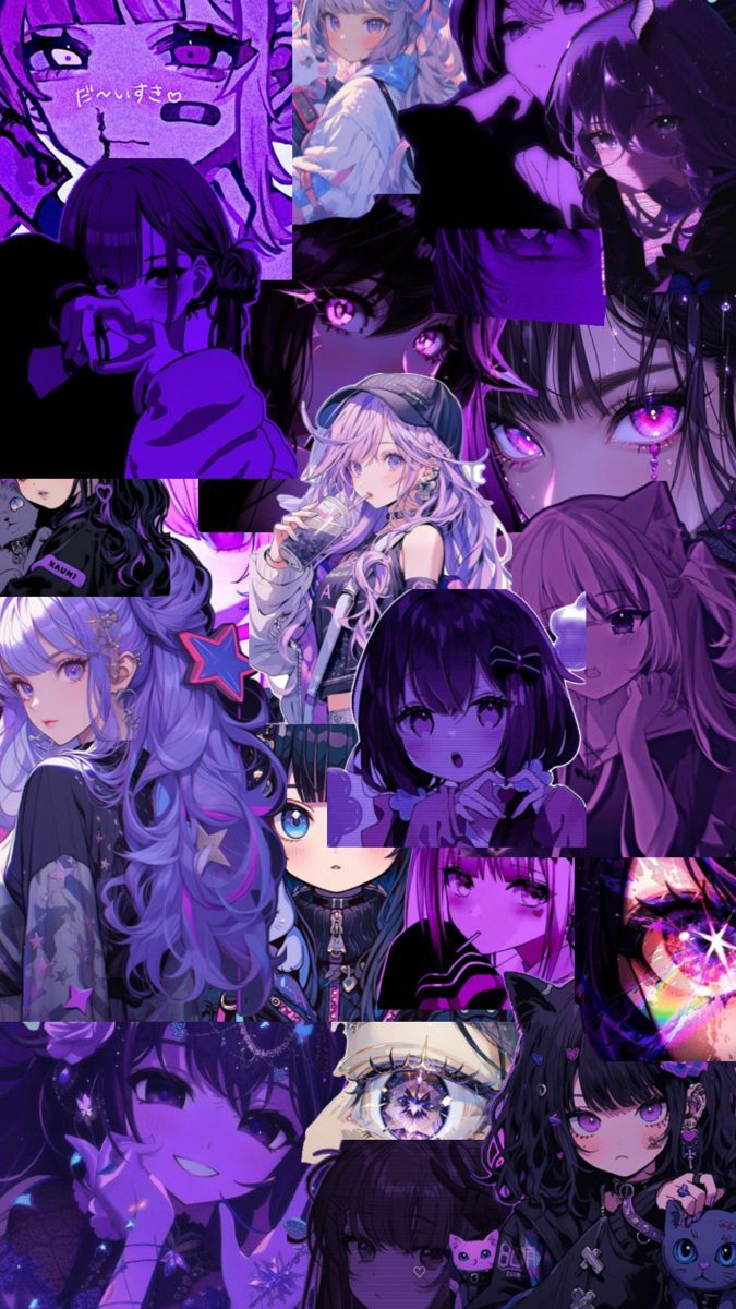 675x1200 Purple anime collage </3. Anime, Purple, Collage