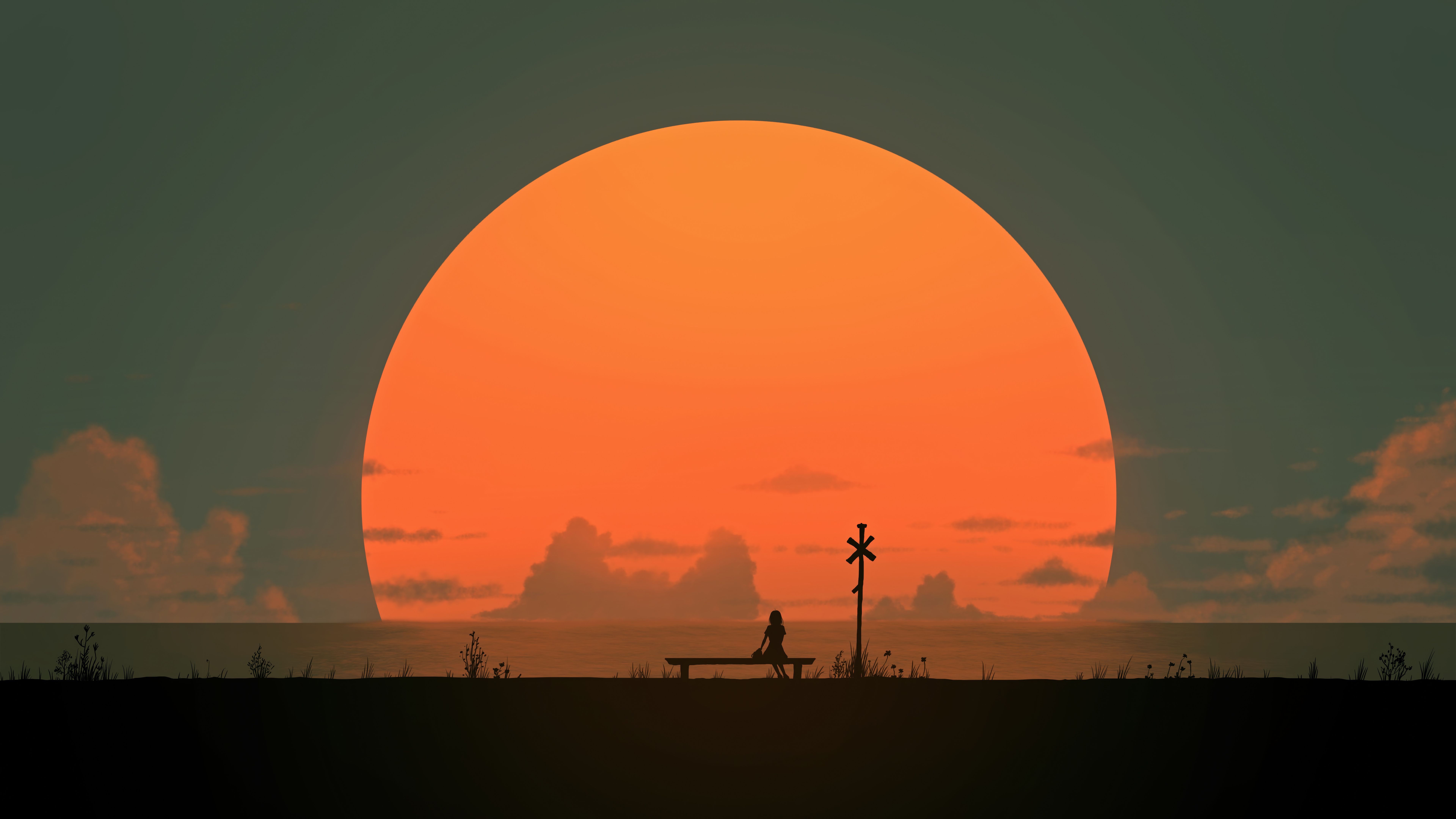 7680x4320 Sunset Scenery Minimalist Wallpaper 4K 8K HD PC b