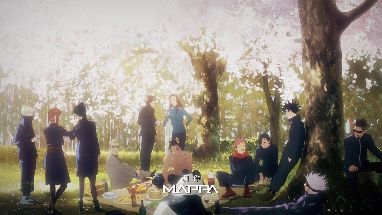 1280x720 Shonen Salto on X: Jujutsu Kaisen picnic scene is based on Luncheon on the Grass, picture drawn by Monet in 1865 / X